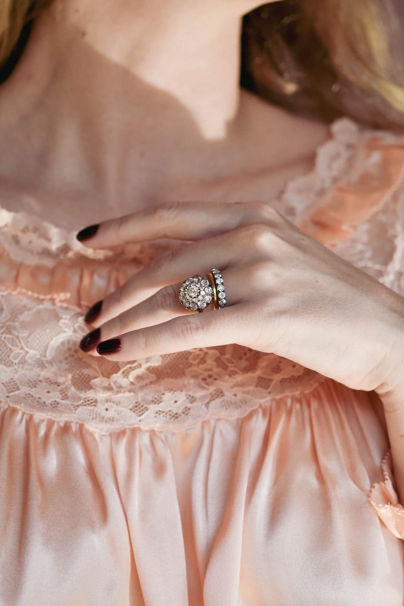 Late Victorian Old Mine Cut Diamond Cluster Antique Engagement Ring - Image 3