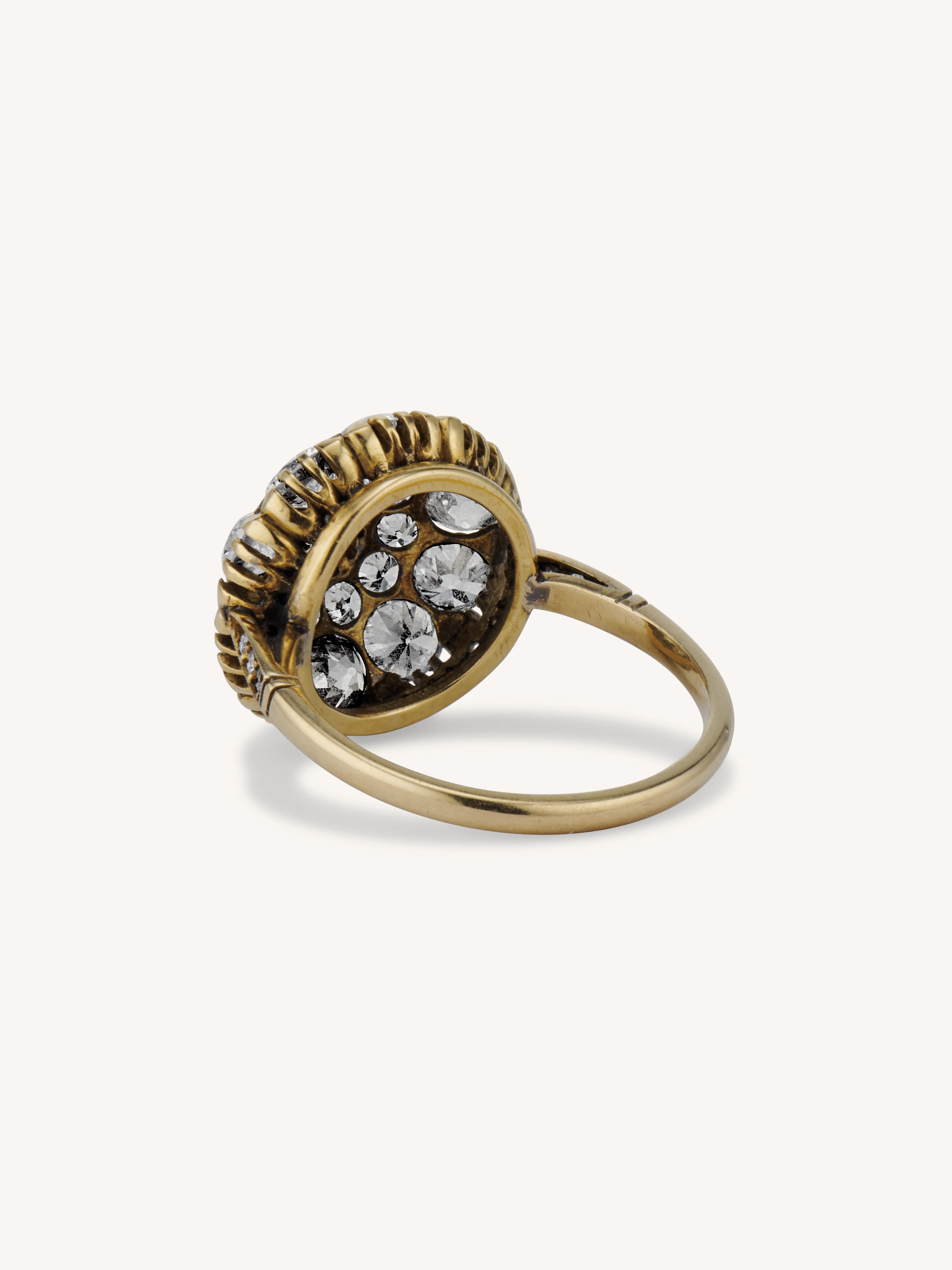 Late Victorian Old Mine Cut Diamond Cluster Antique Engagement Ring - Image 5