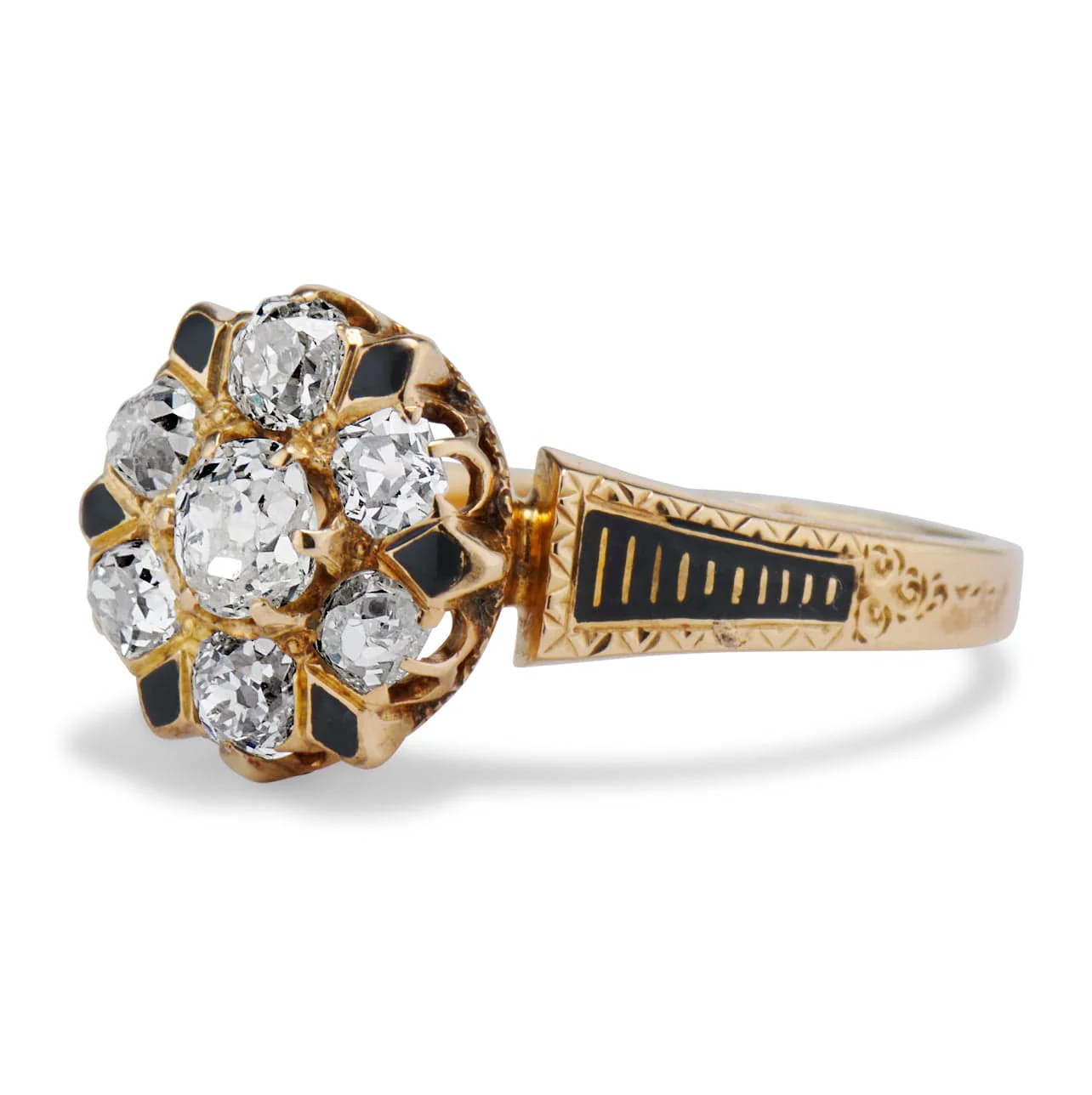 Victorian Old Mine Diamond & Enamel Cluster - Image 2