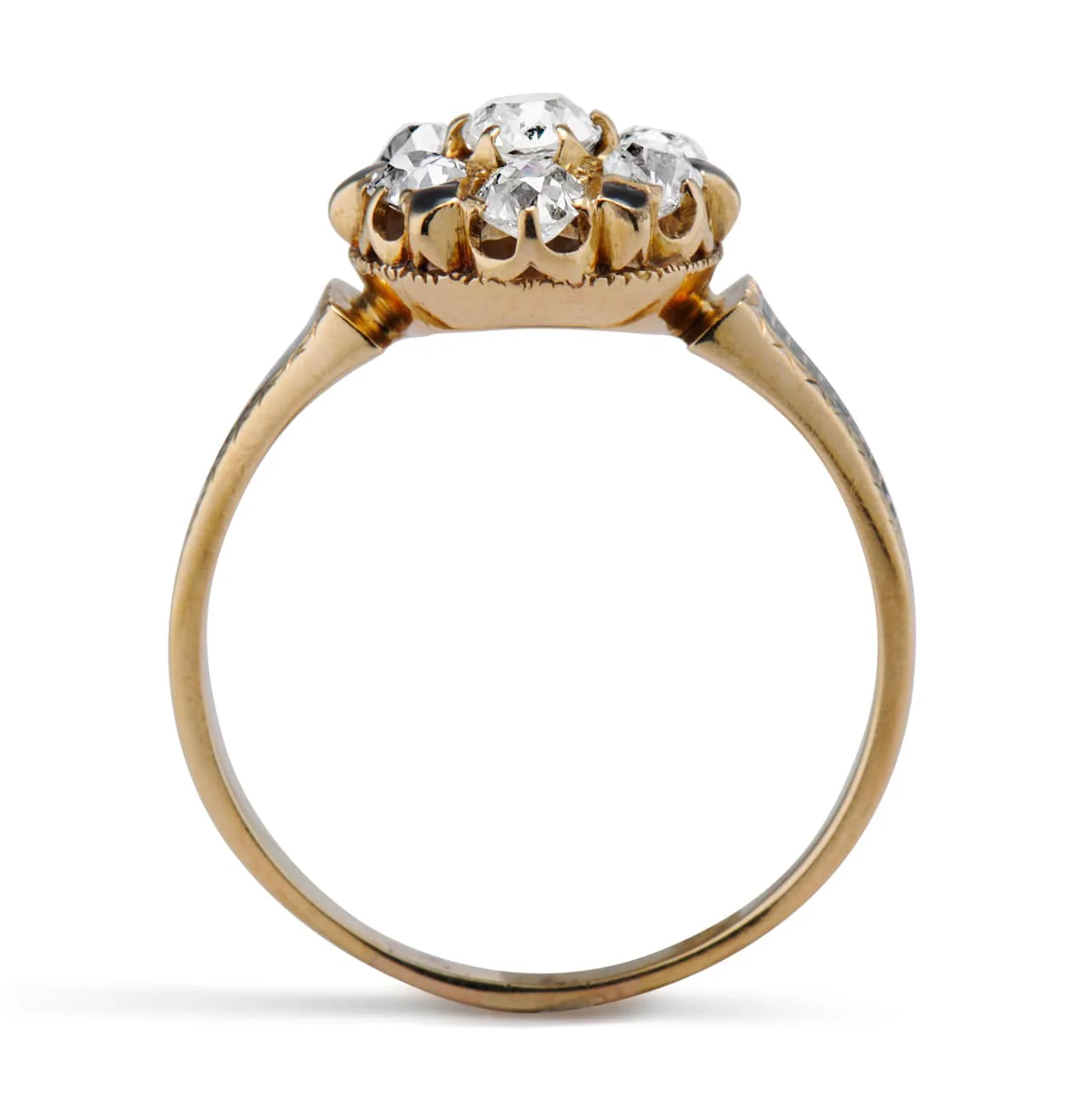 Victorian Old Mine Diamond & Enamel Cluster - Image 4