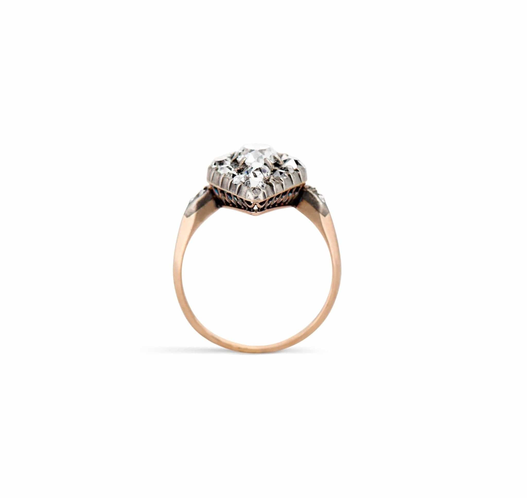 Edwardian Old-Mine Diamond Navette Ring - Image 4