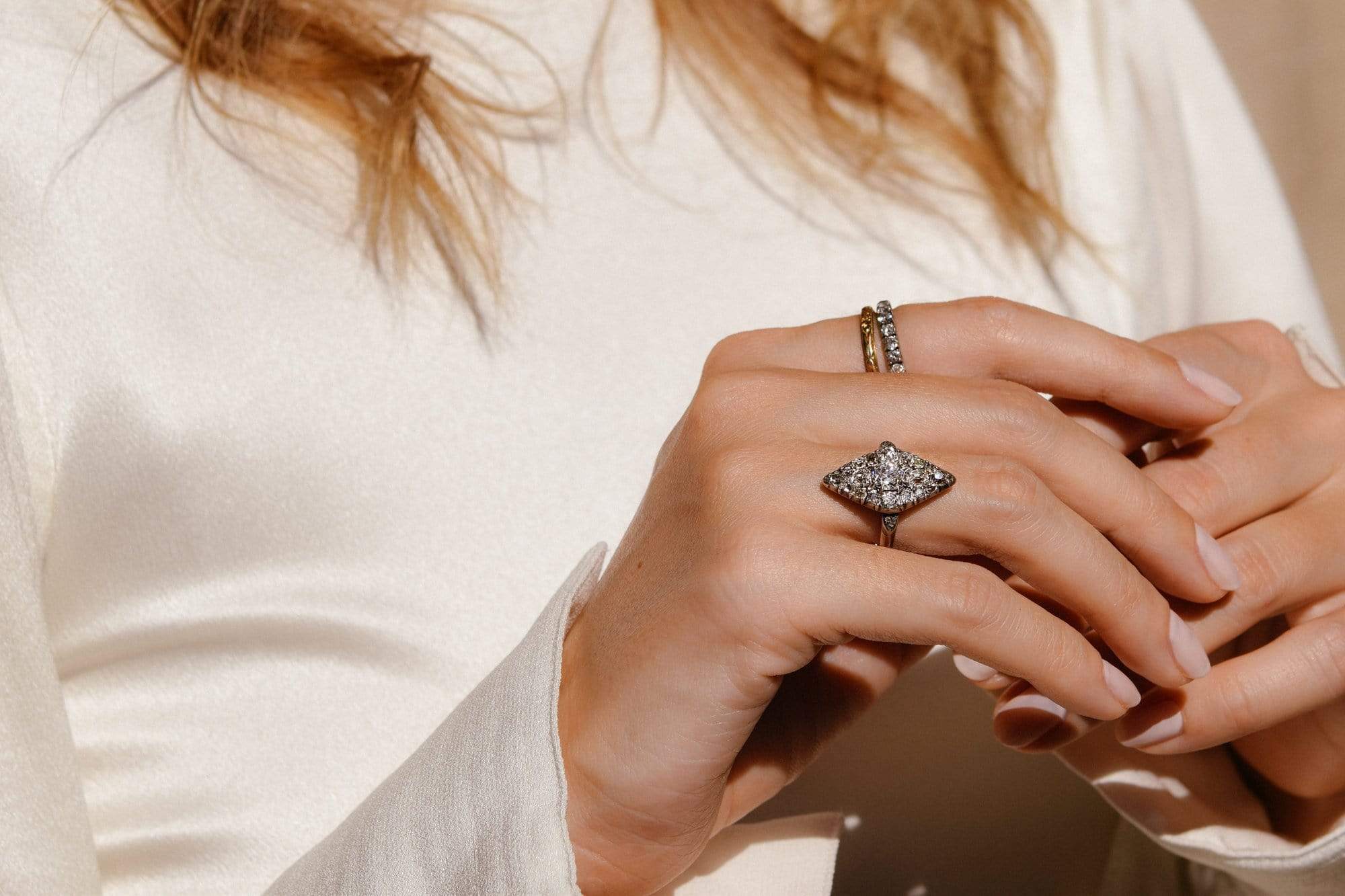 Edwardian Old-Mine Diamond Navette Ring - Image 5