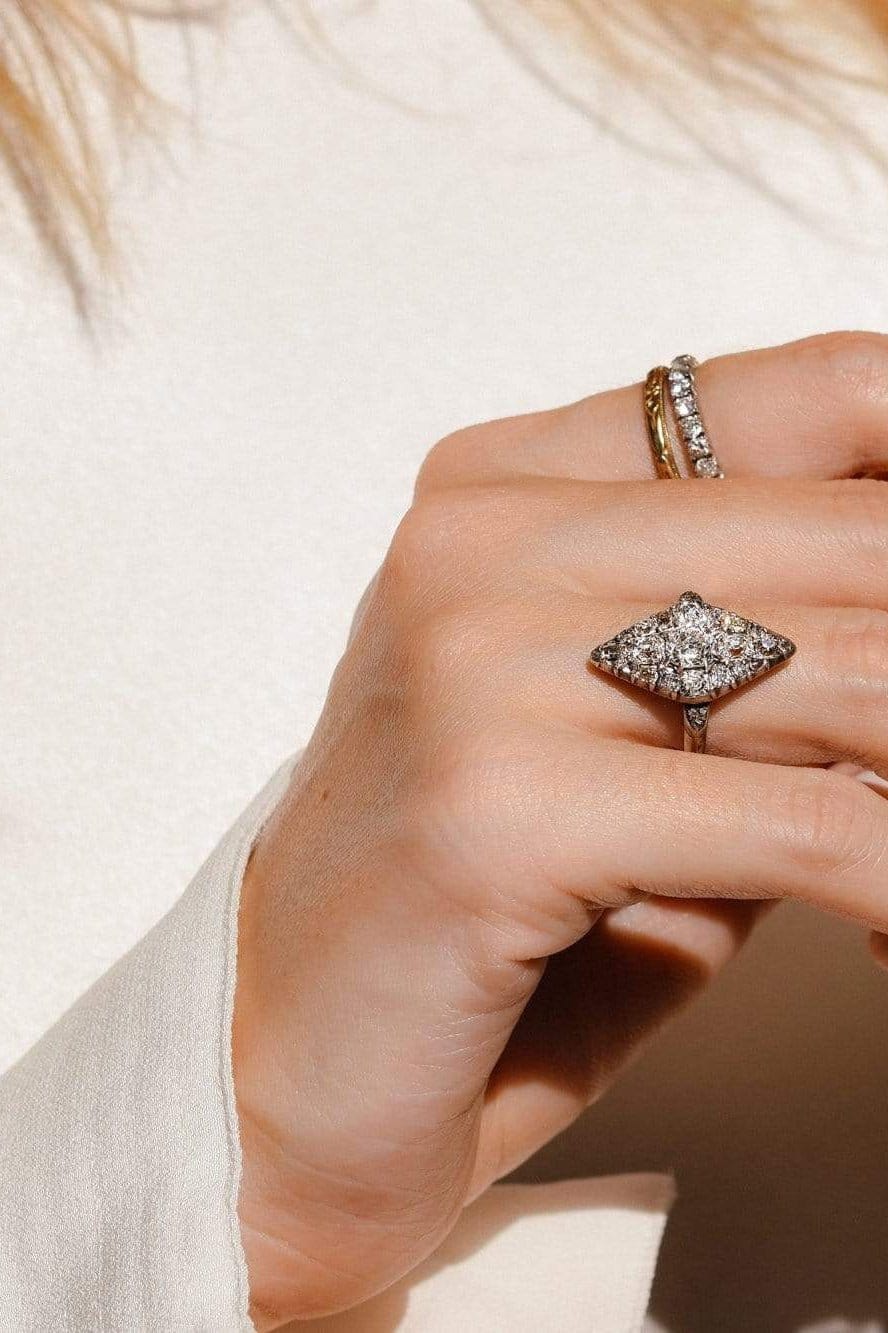 Edwardian Old-Mine Diamond Navette Ring - Image 6