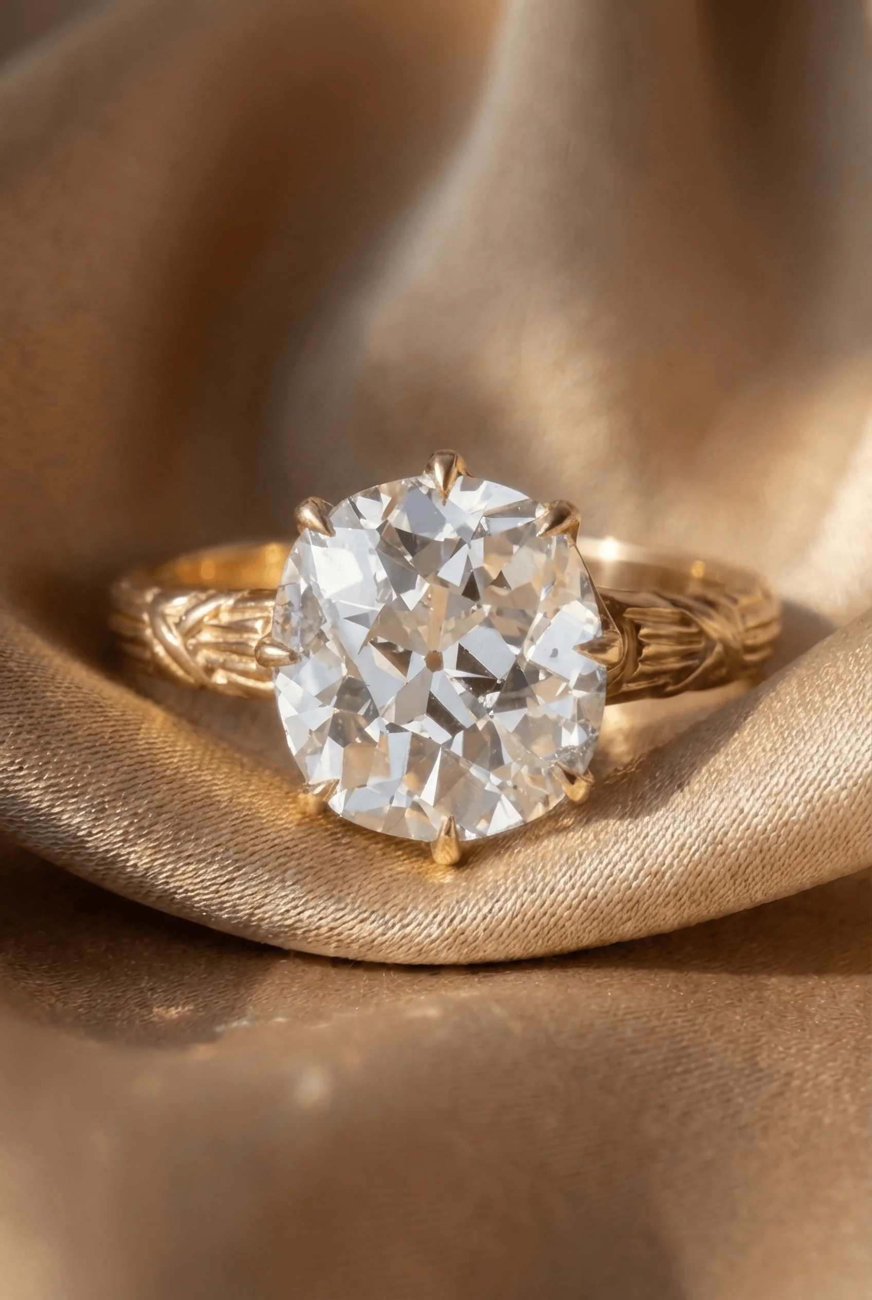 Victorian 4.22 Carat Old Mine Cushion Diamond Antique Engagement Ring - Image 3