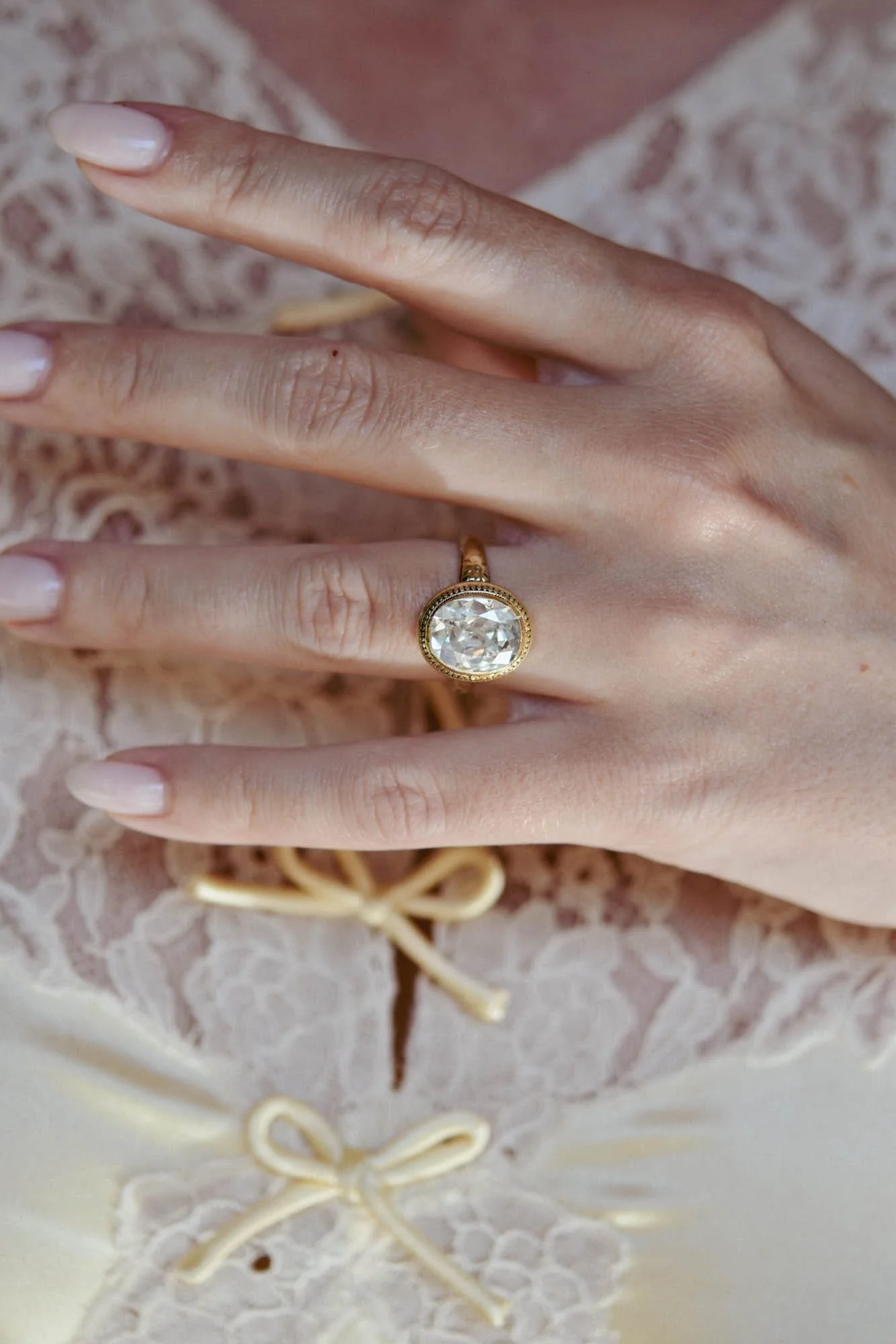 Victorian 3.75 Carat Old Mine Oval Diamond Bezel Set Antique Engagement Ring - Image 6