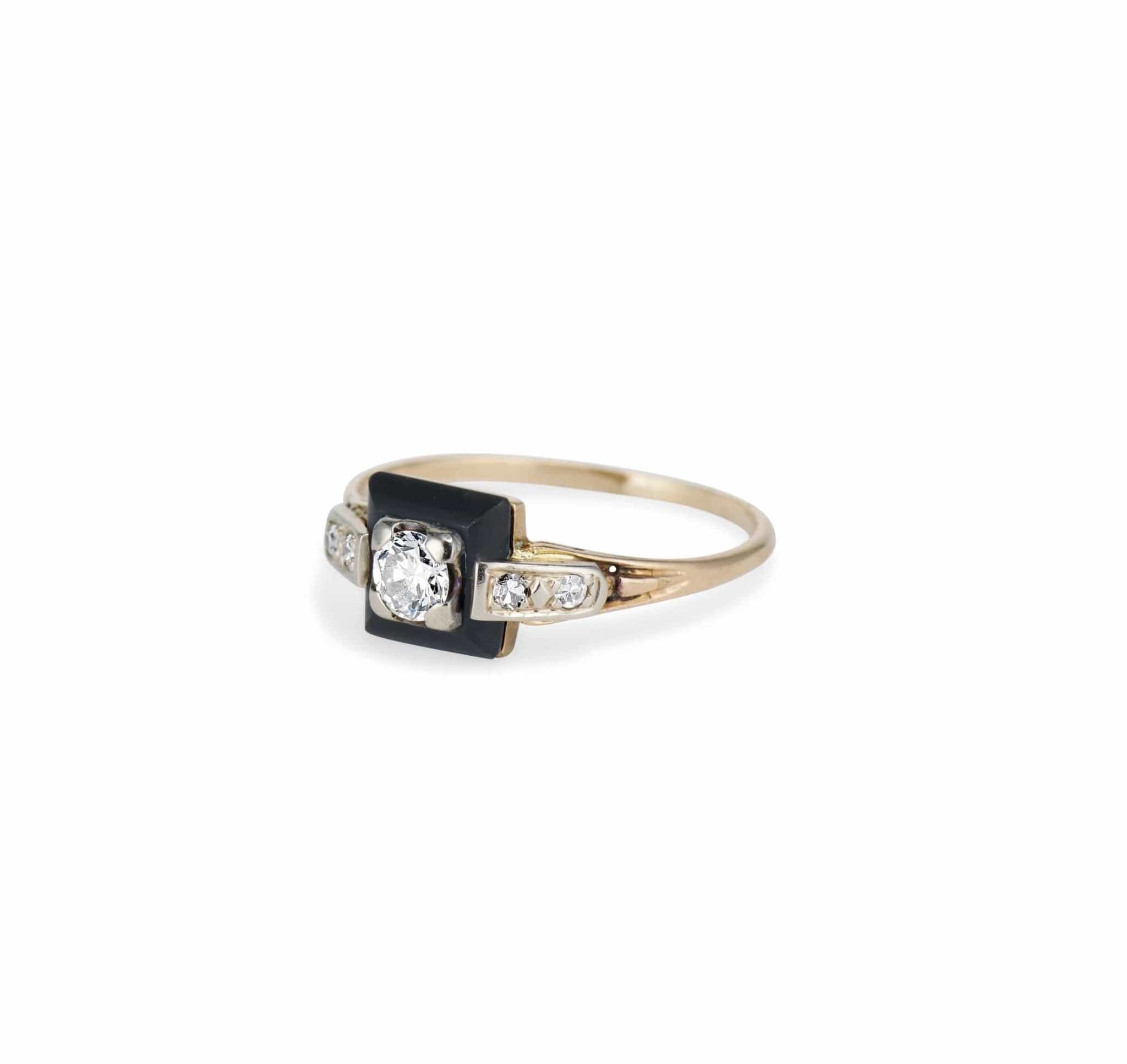 Victorian Onyx and Diamond Engagement Ring - Image 2
