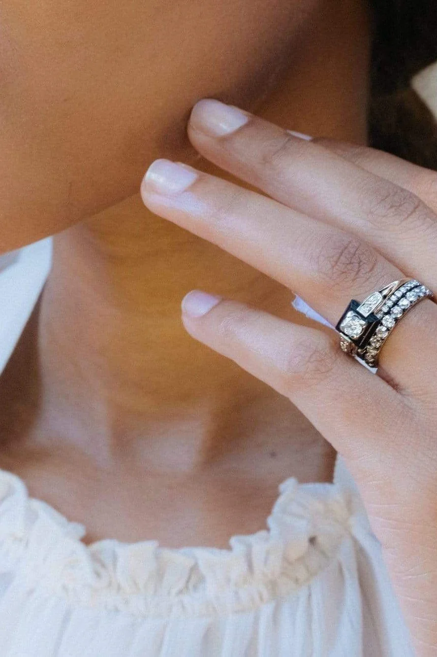 Victorian Onyx and Diamond Engagement Ring - Image 6