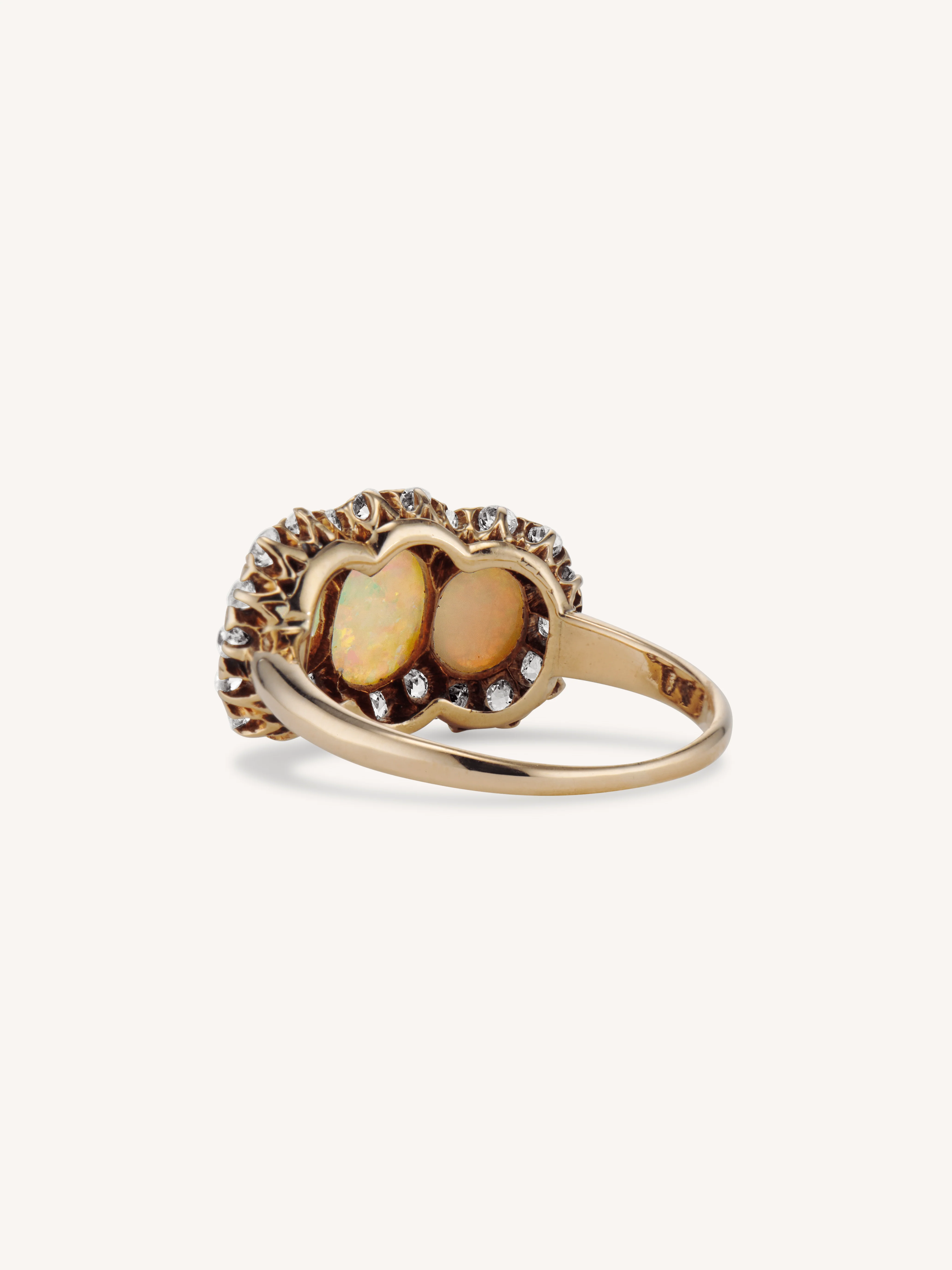 Victorian Opal & Diamond Three Stone Antique Ring - Image 5