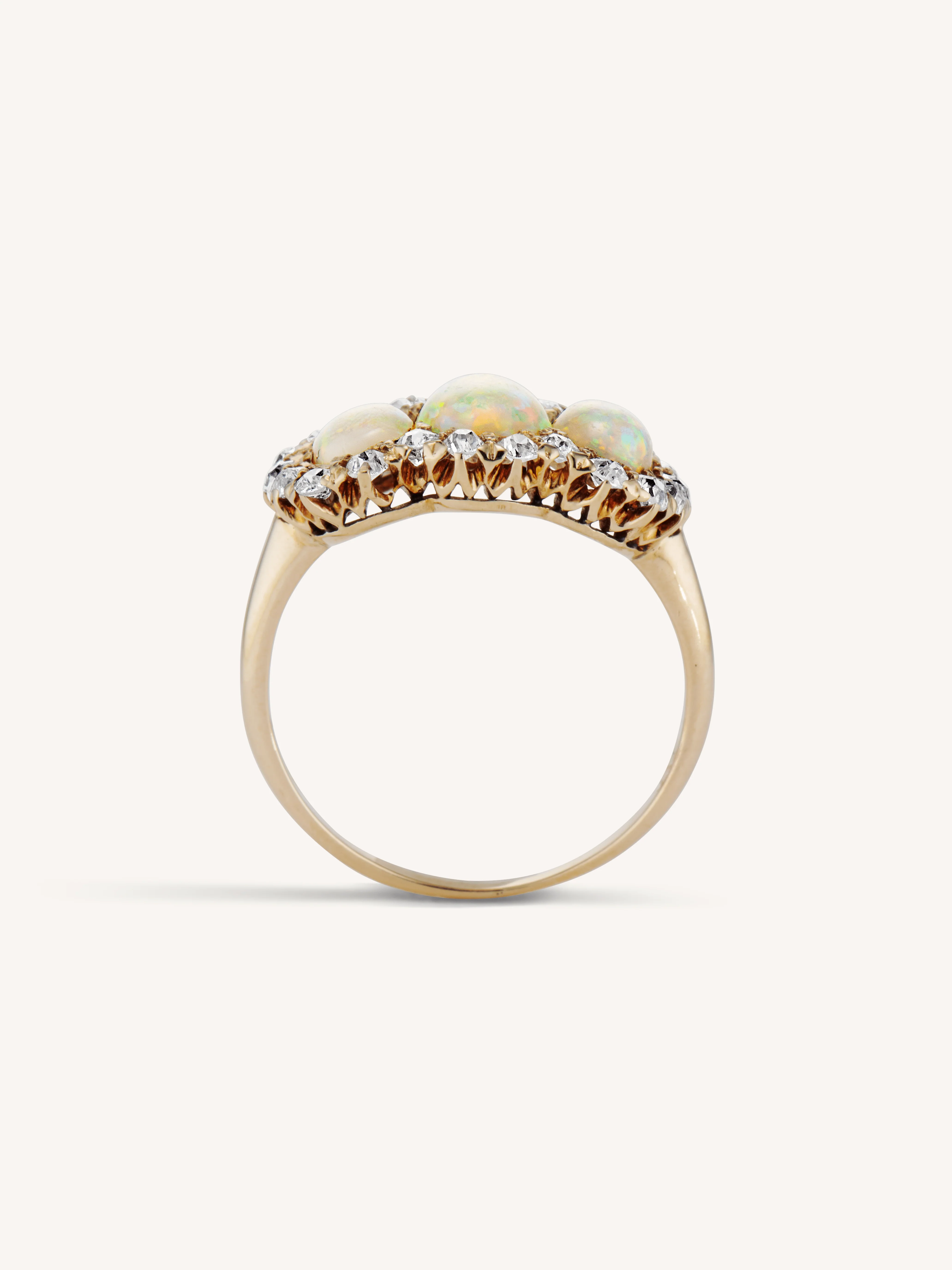 Victorian Opal & Diamond Three Stone Antique Ring - Image 6