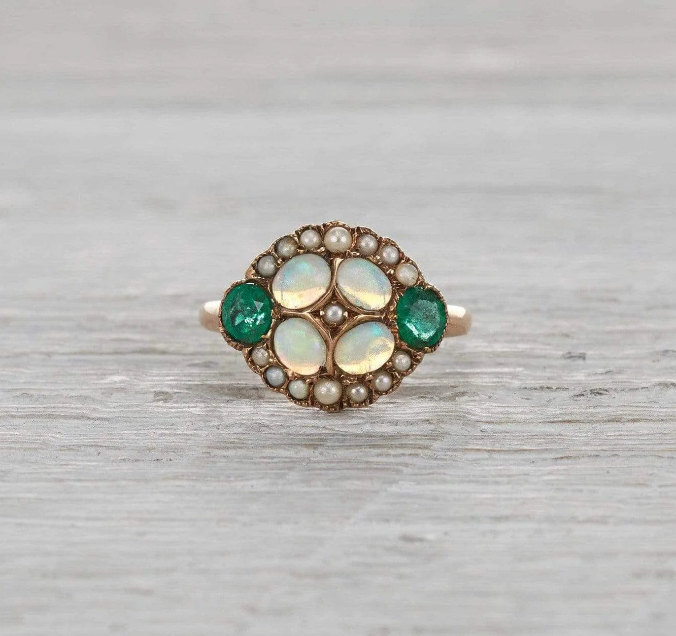 Victorian Opal, Seed Pearl and Emerald Ring - Image 2