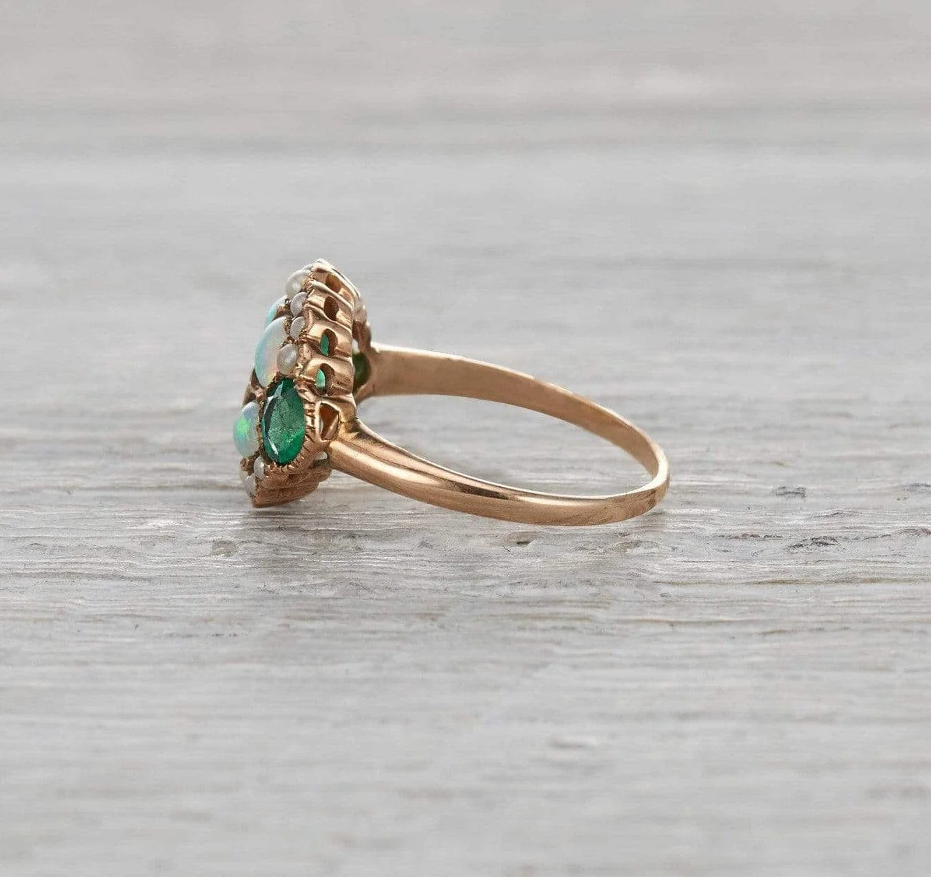 Victorian Opal, Seed Pearl and Emerald Ring - Image 3