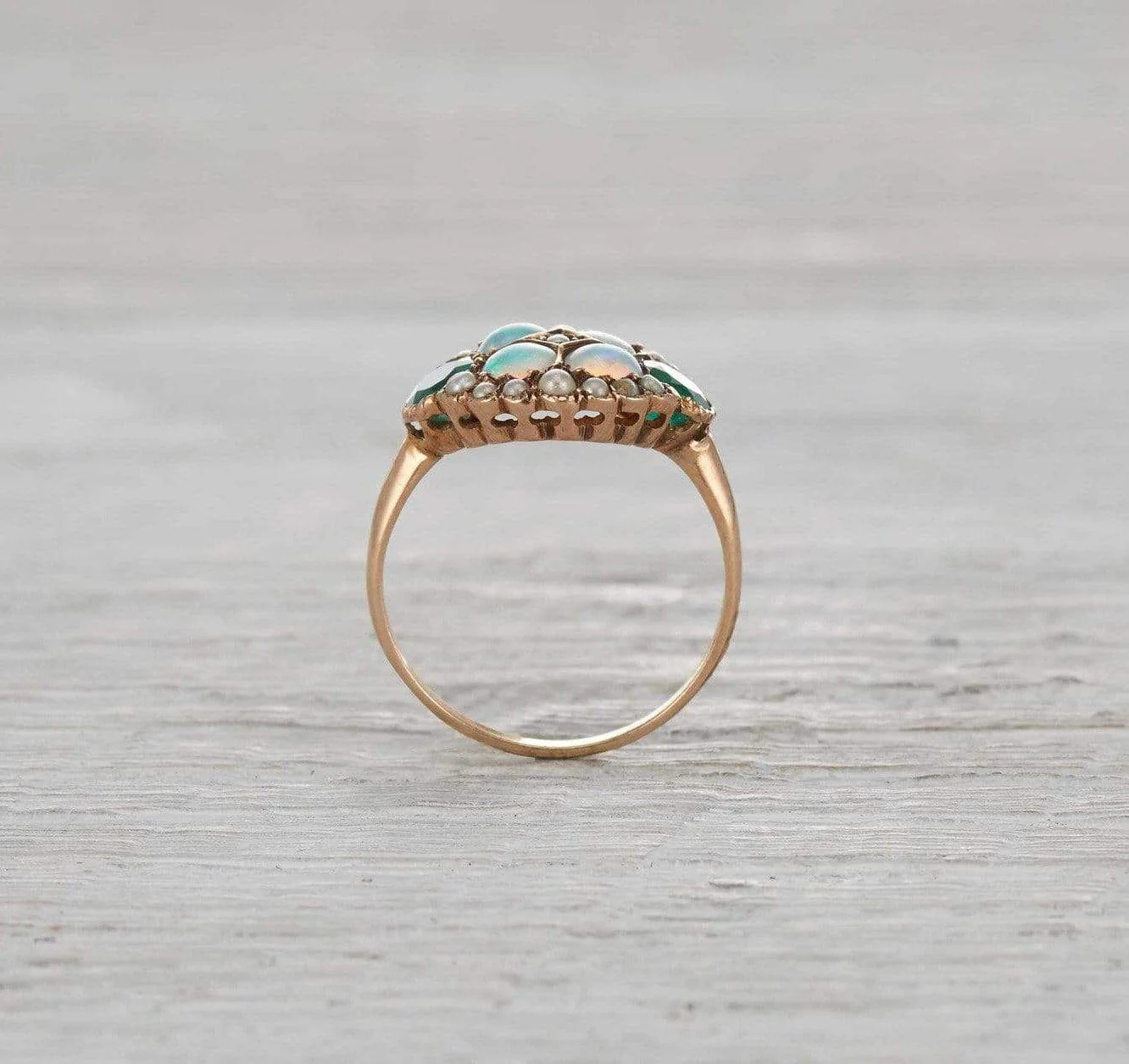 Victorian Opal, Seed Pearl and Emerald Ring - Image 4