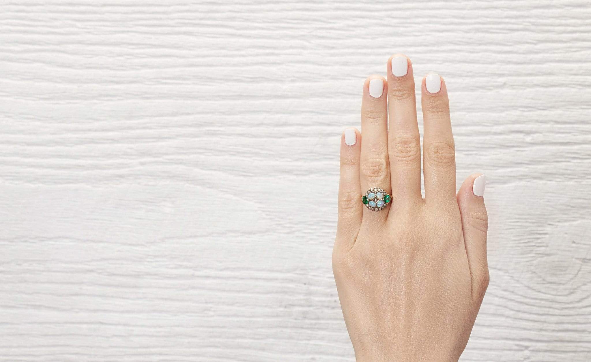 Victorian Opal, Seed Pearl and Emerald Ring - Image 5