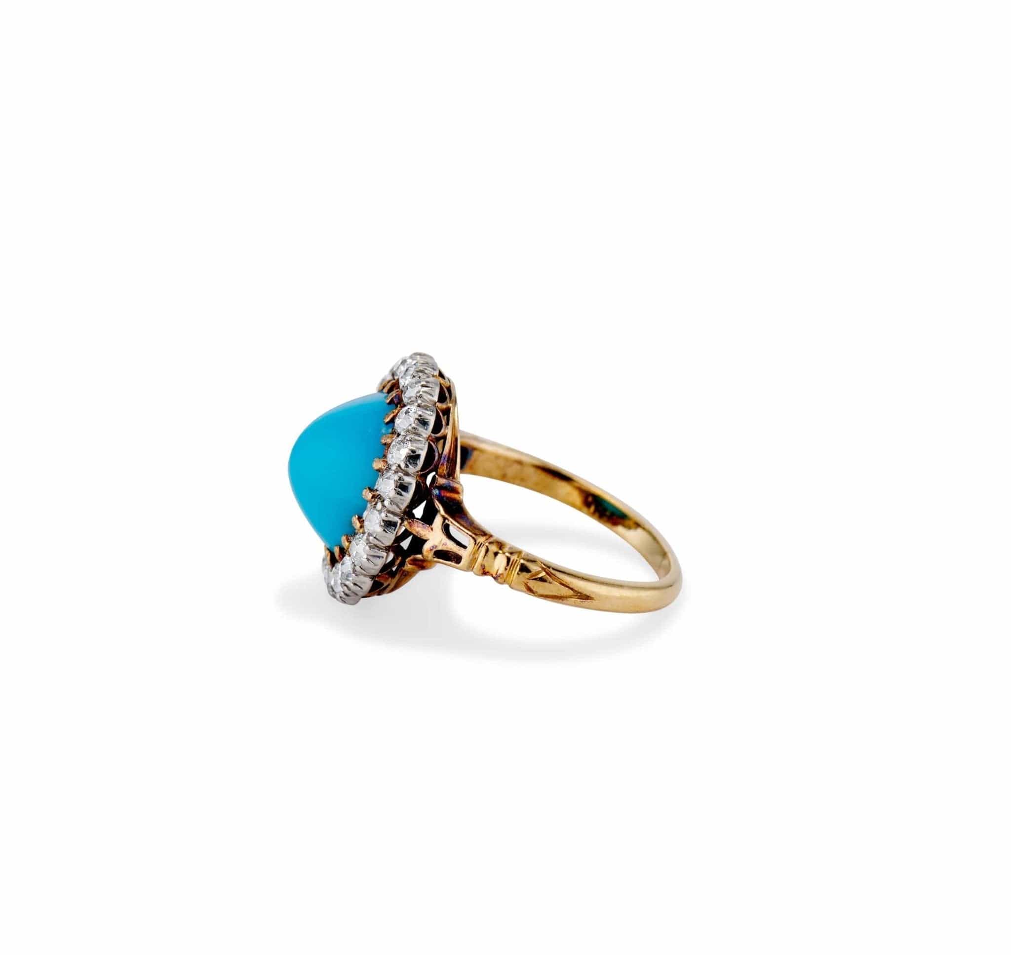 Victorian Persian Turquoise and Diamond Cluster - Image 3