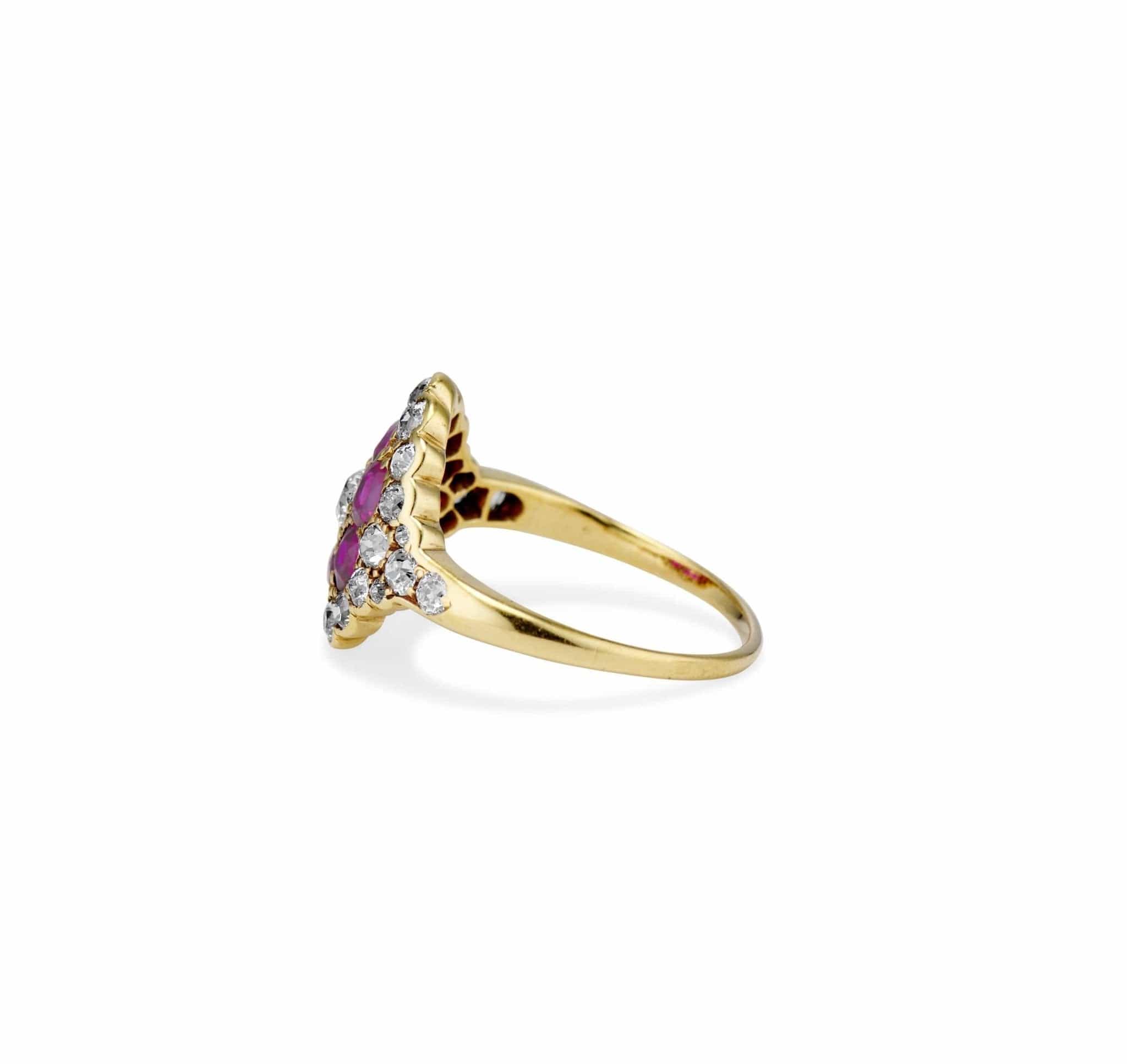 Victorian Ruby and Diamond Cluster Ring - Image 2