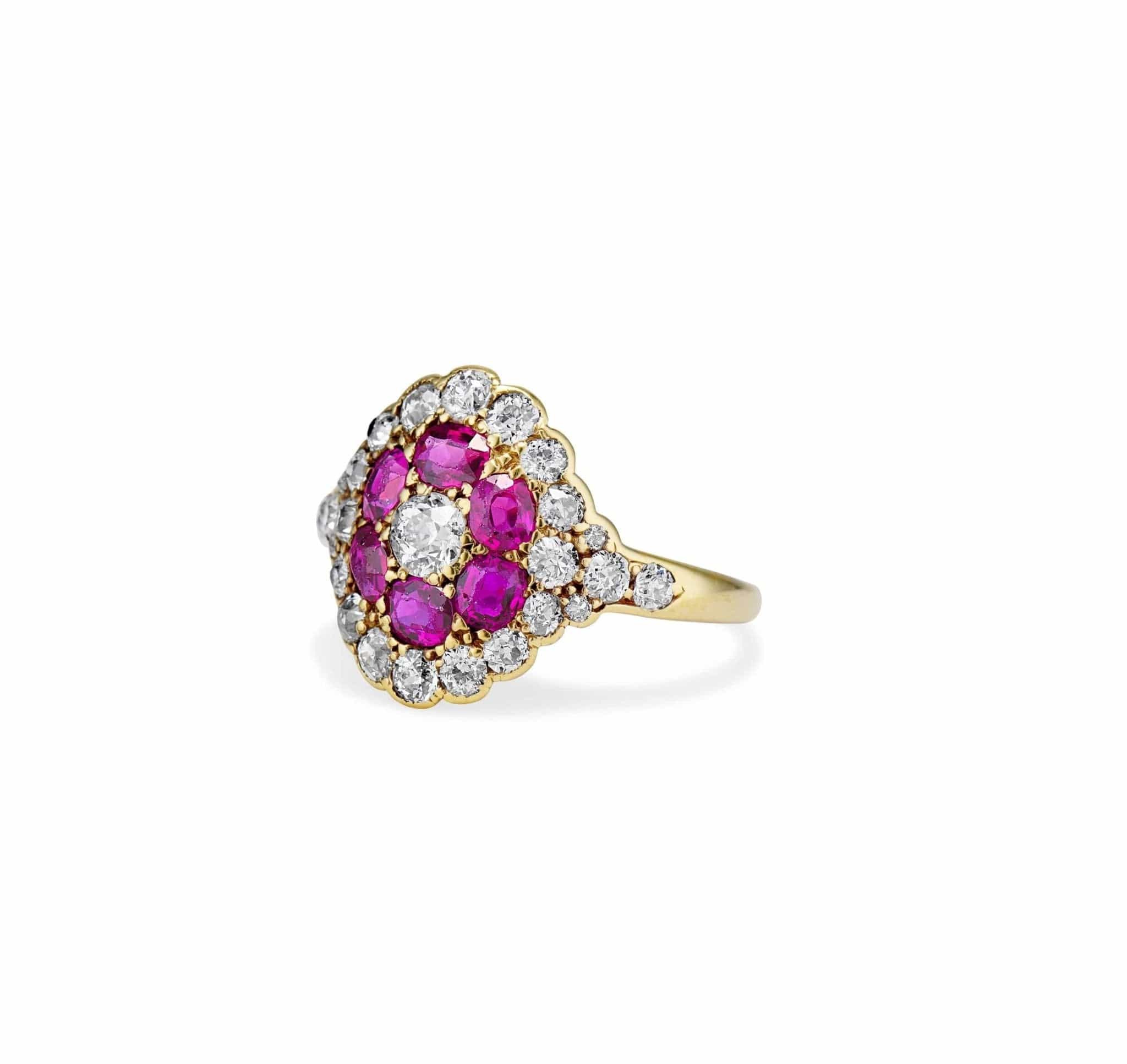 Victorian Ruby and Diamond Cluster Ring - Image 3
