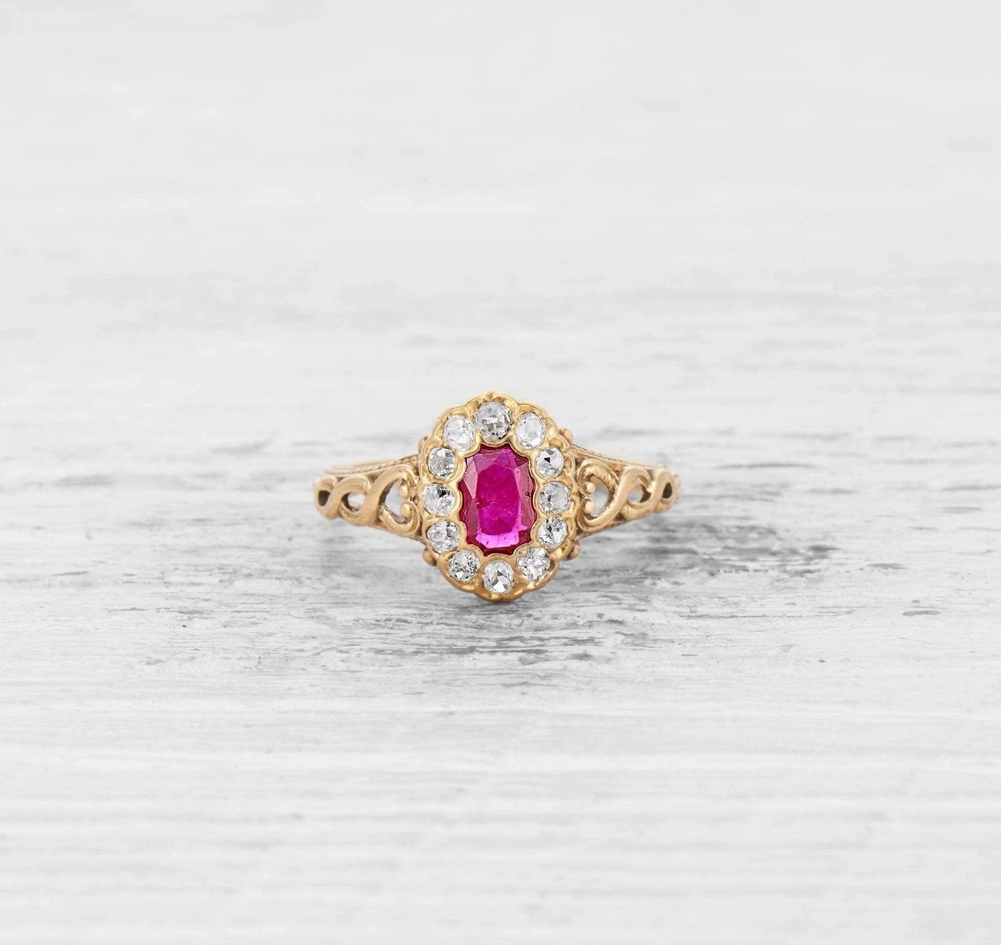 VICTORIAN RUBY AND DIAMOND ENGAGEMENT RING - Image 2
