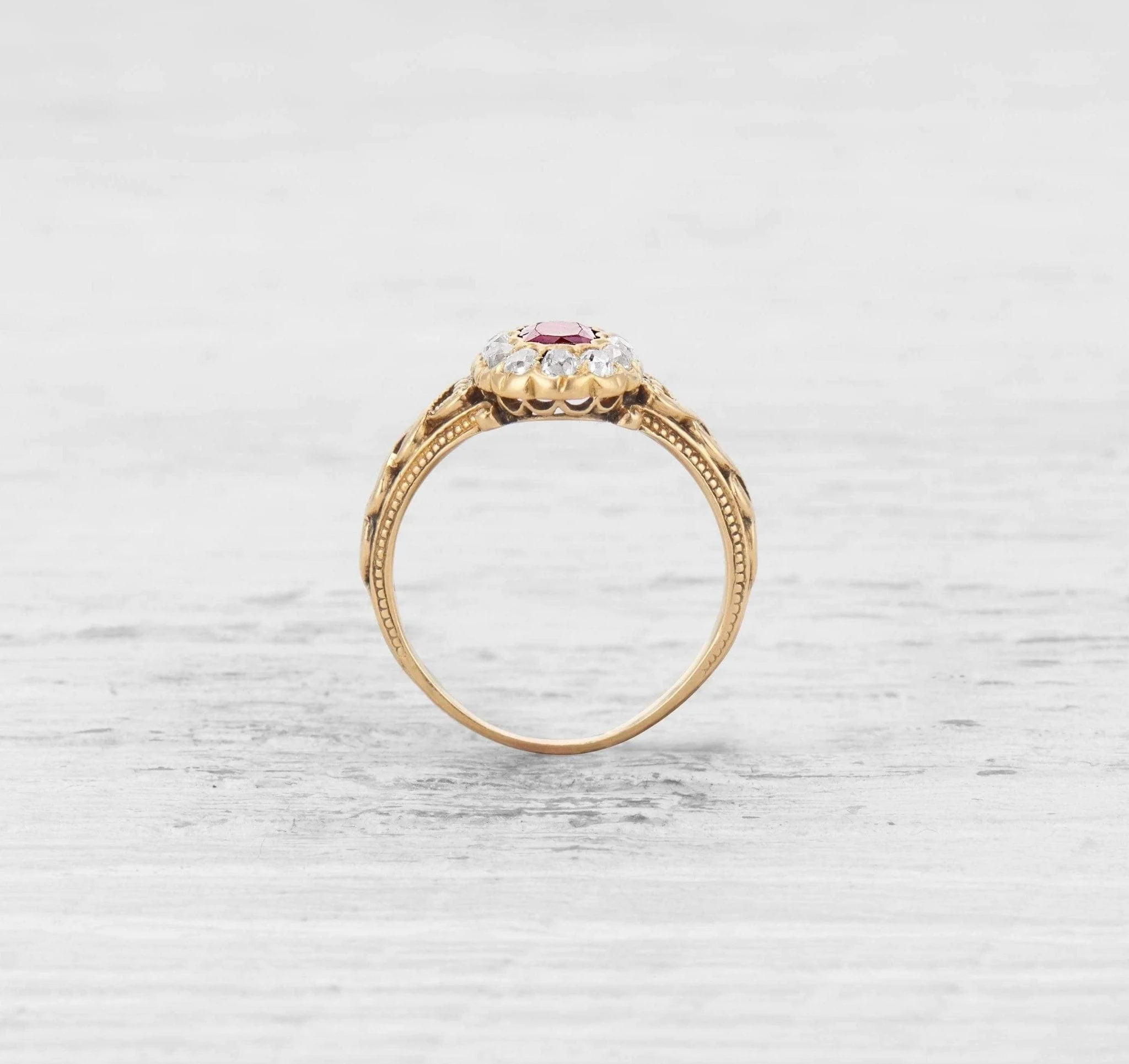 VICTORIAN RUBY AND DIAMOND ENGAGEMENT RING - Image 4
