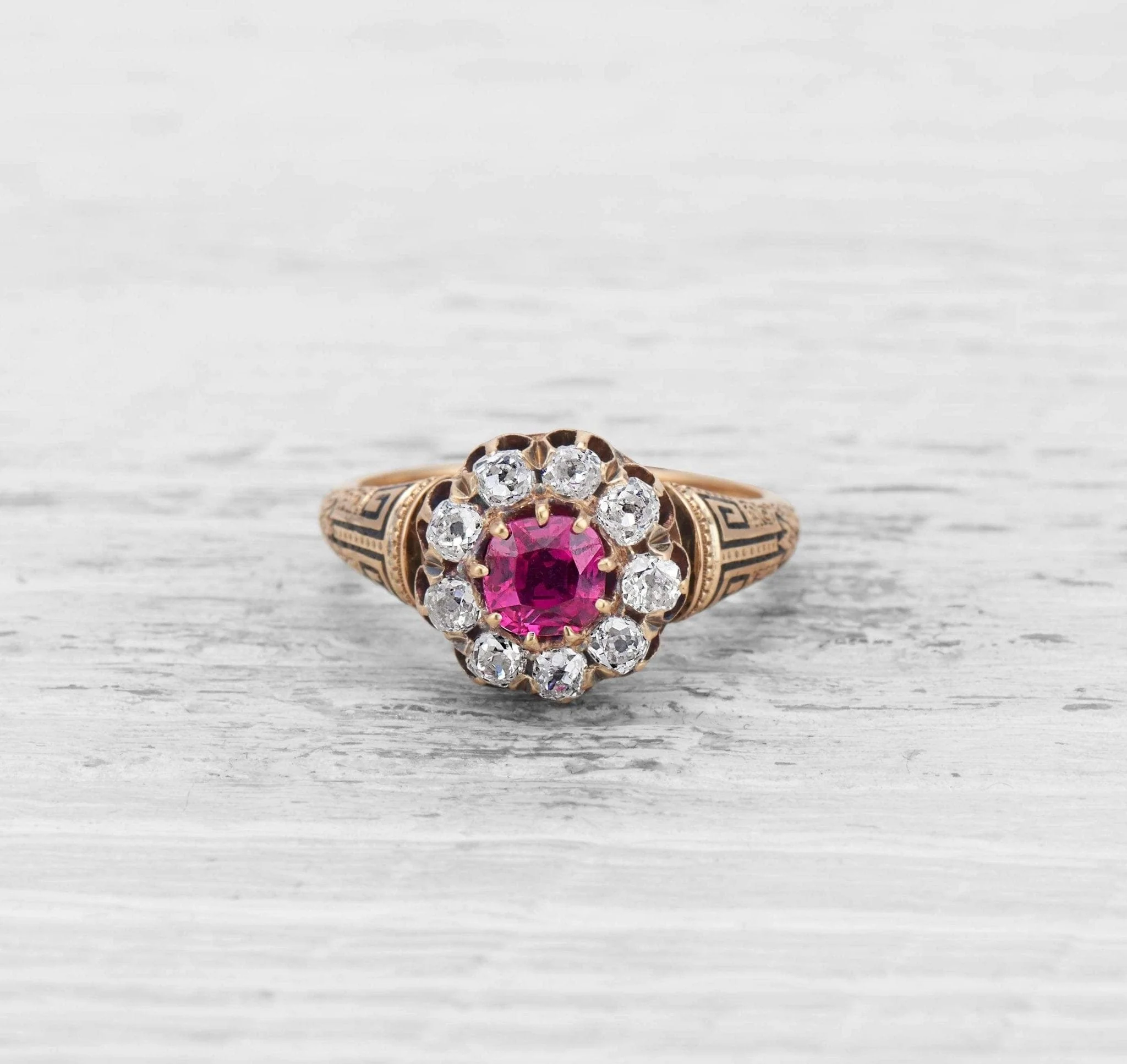 VICTORIAN RUBY AND DIAMOND ENGAGEMENT RING - Image 2