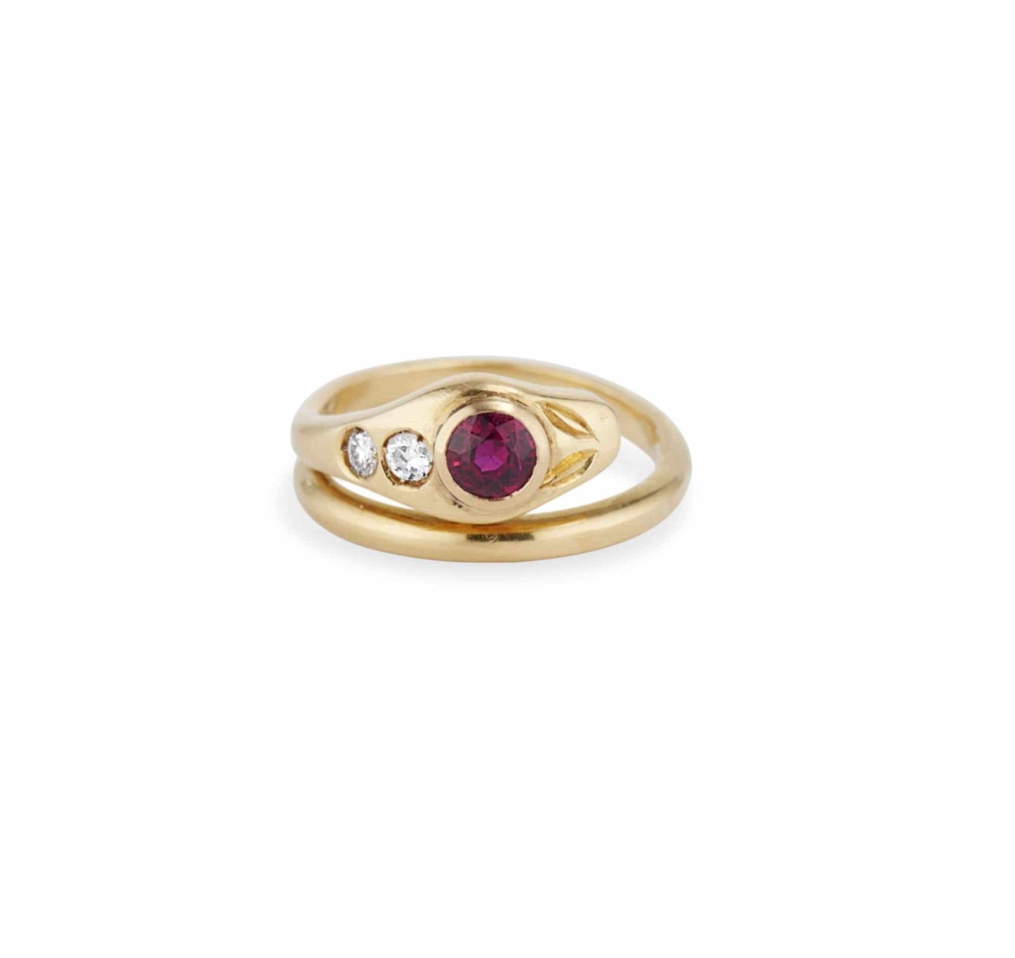 Victorian Ruby & Diamond Snake Ring - Image 2