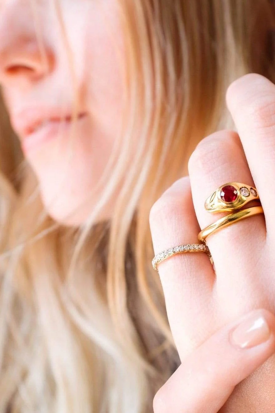 Victorian Ruby & Diamond Snake Ring - Image 5