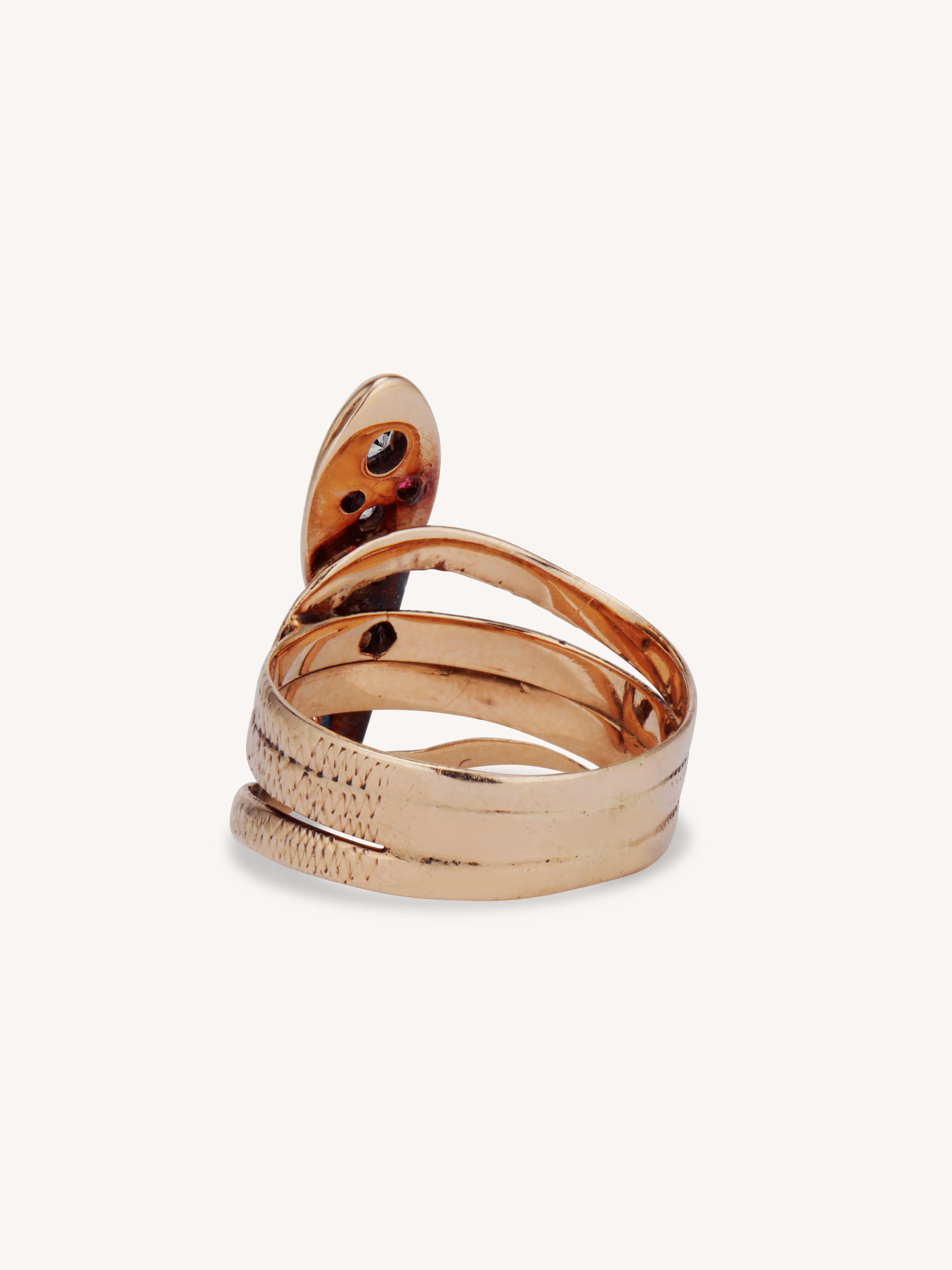 Victorian Ruby & Diamond Gemset Antique Snake Ring - Image 4