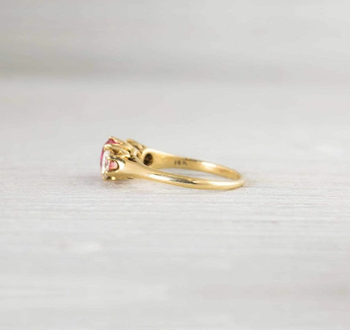 Victorian Ruby & Diamond Gold Engagement Ring - Image 3