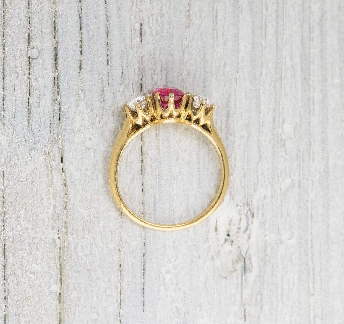 Victorian Ruby & Diamond Gold Engagement Ring - Image 4