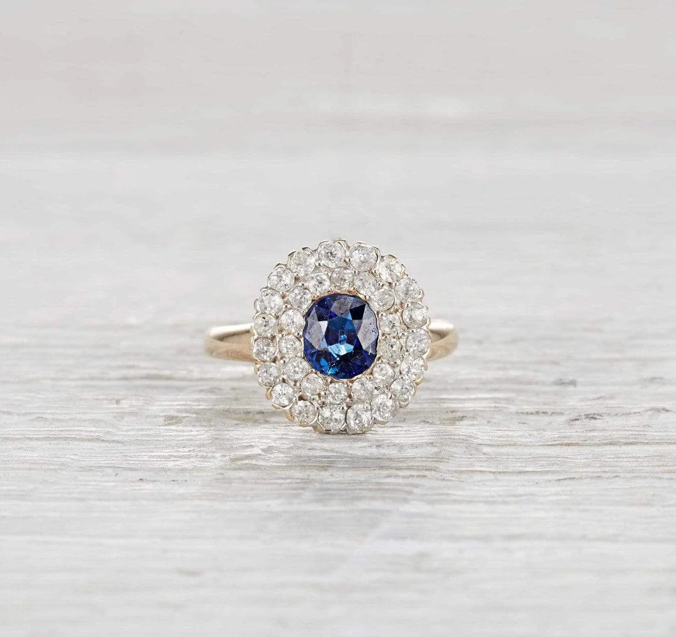 Victorian Sapphire and Diamond Cluster Ring - Image 2