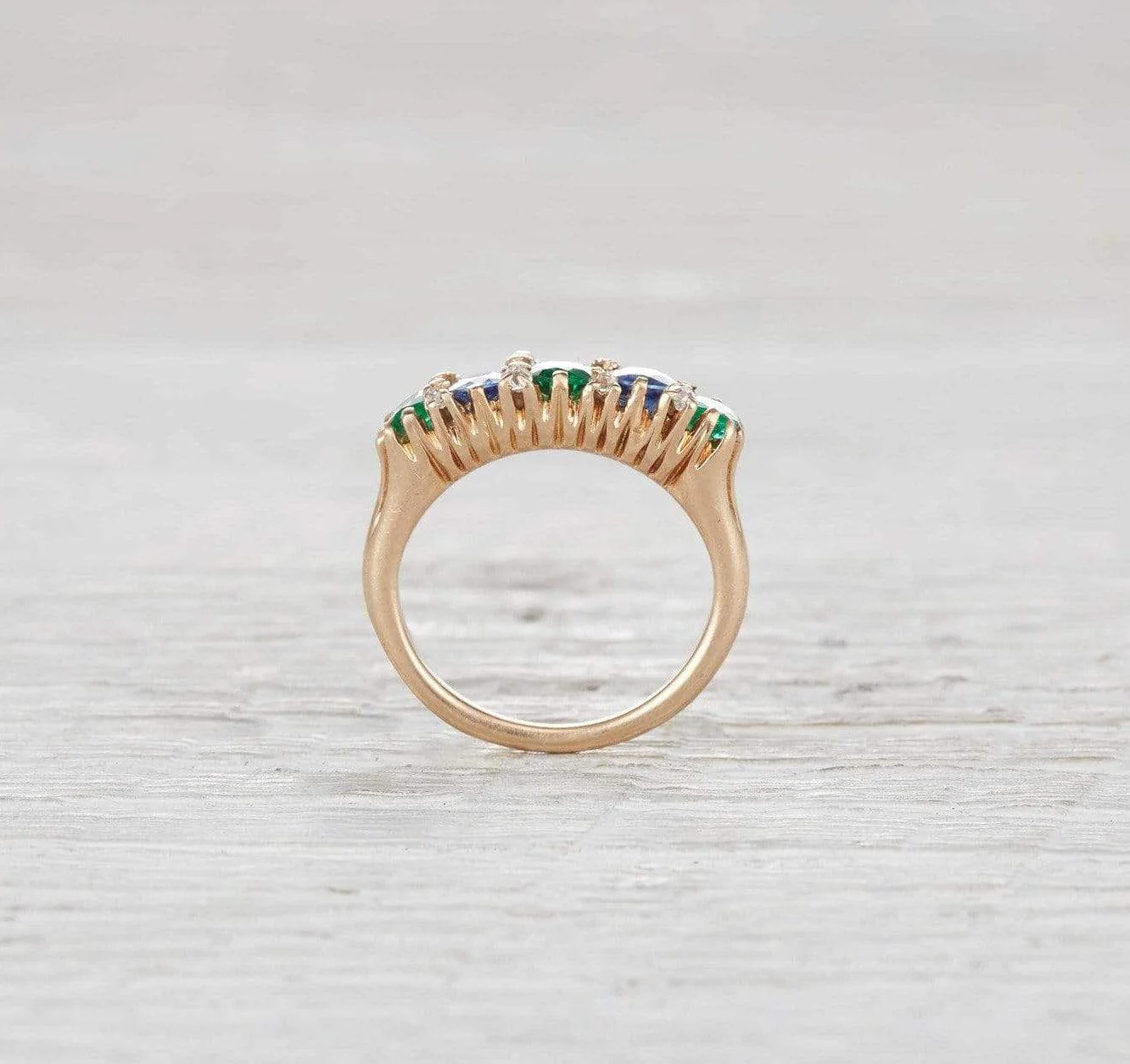 Victorian Sapphire and Emerald Five Stone Ring - Image 3