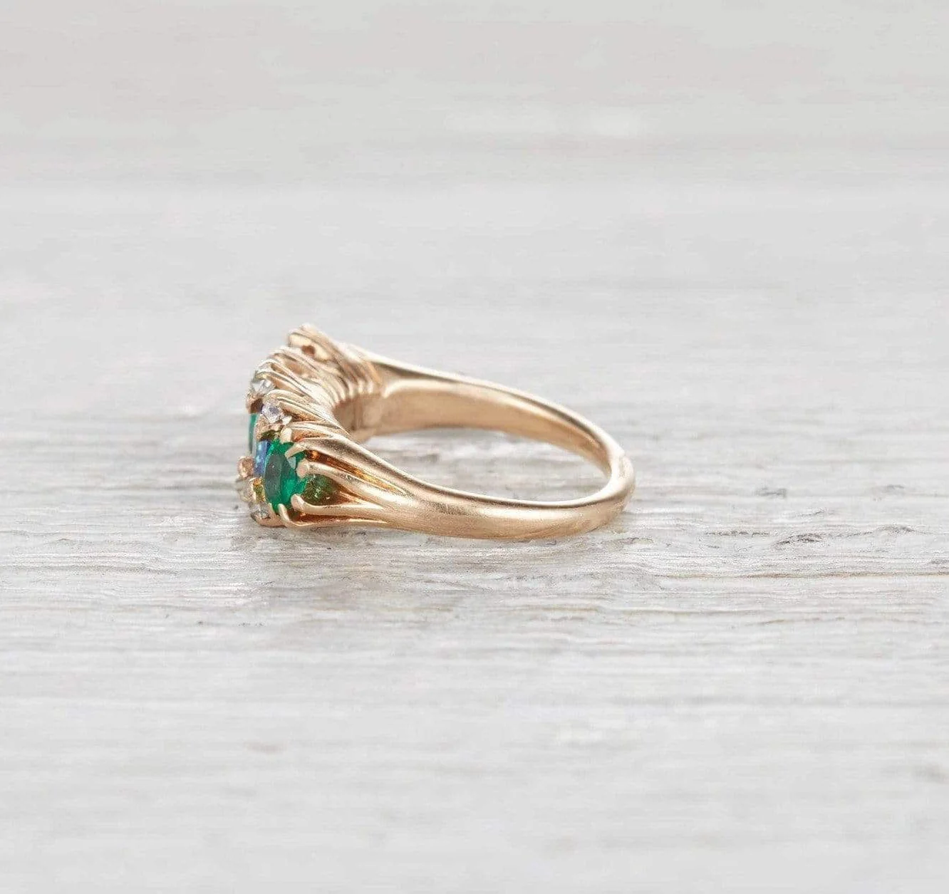 Victorian Sapphire and Emerald Five Stone Ring - Image 4