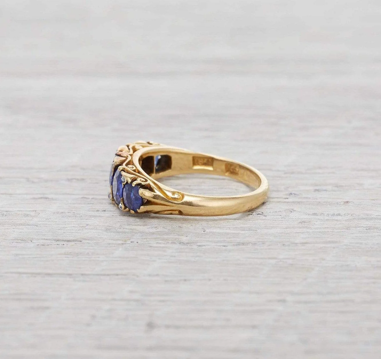 Victorian Sapphire and Gold Five Stone Engagement Ring - Image 3