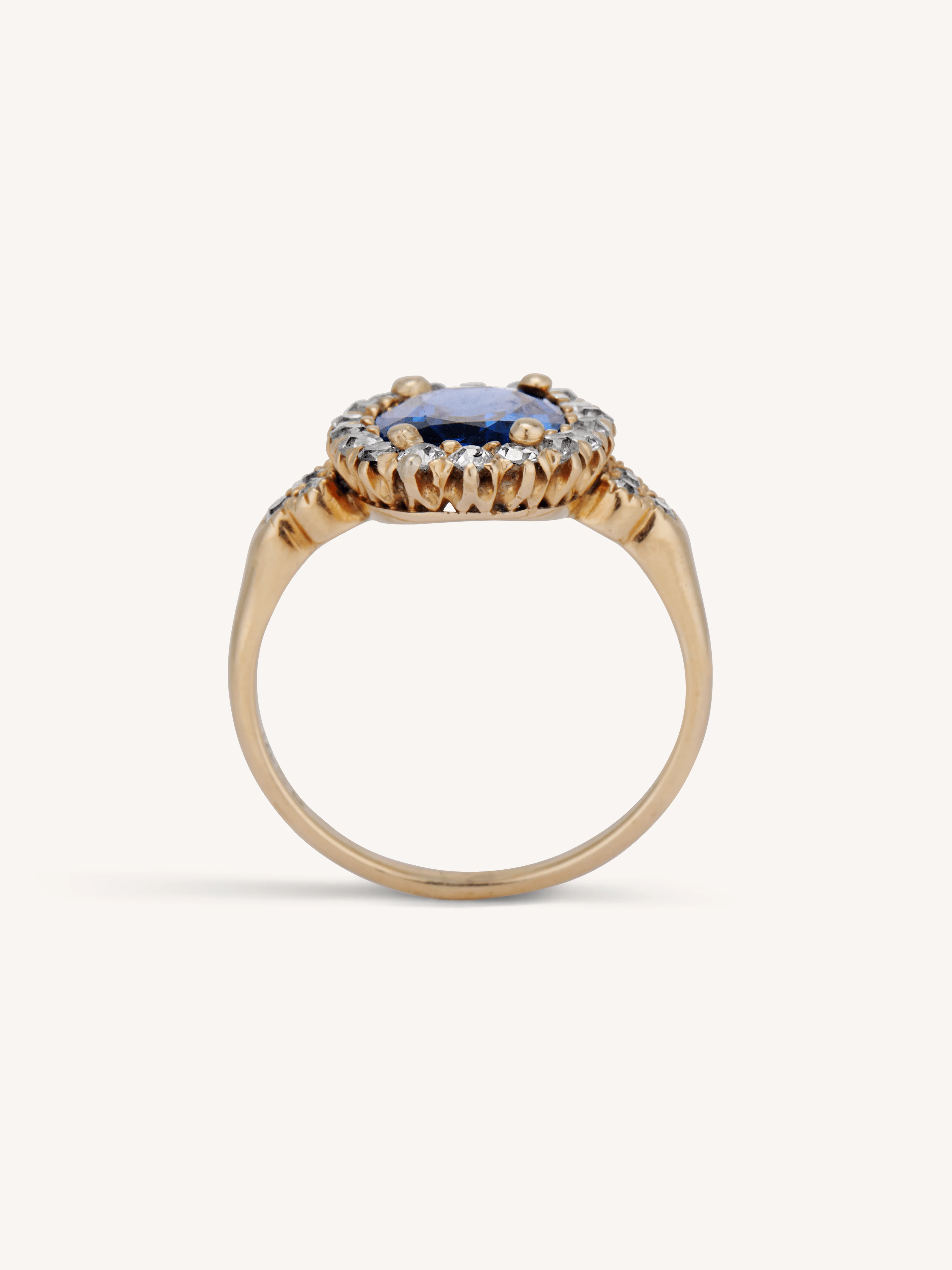 Victorian Sapphire & Diamond Cluster Engagement Ring - Image 4