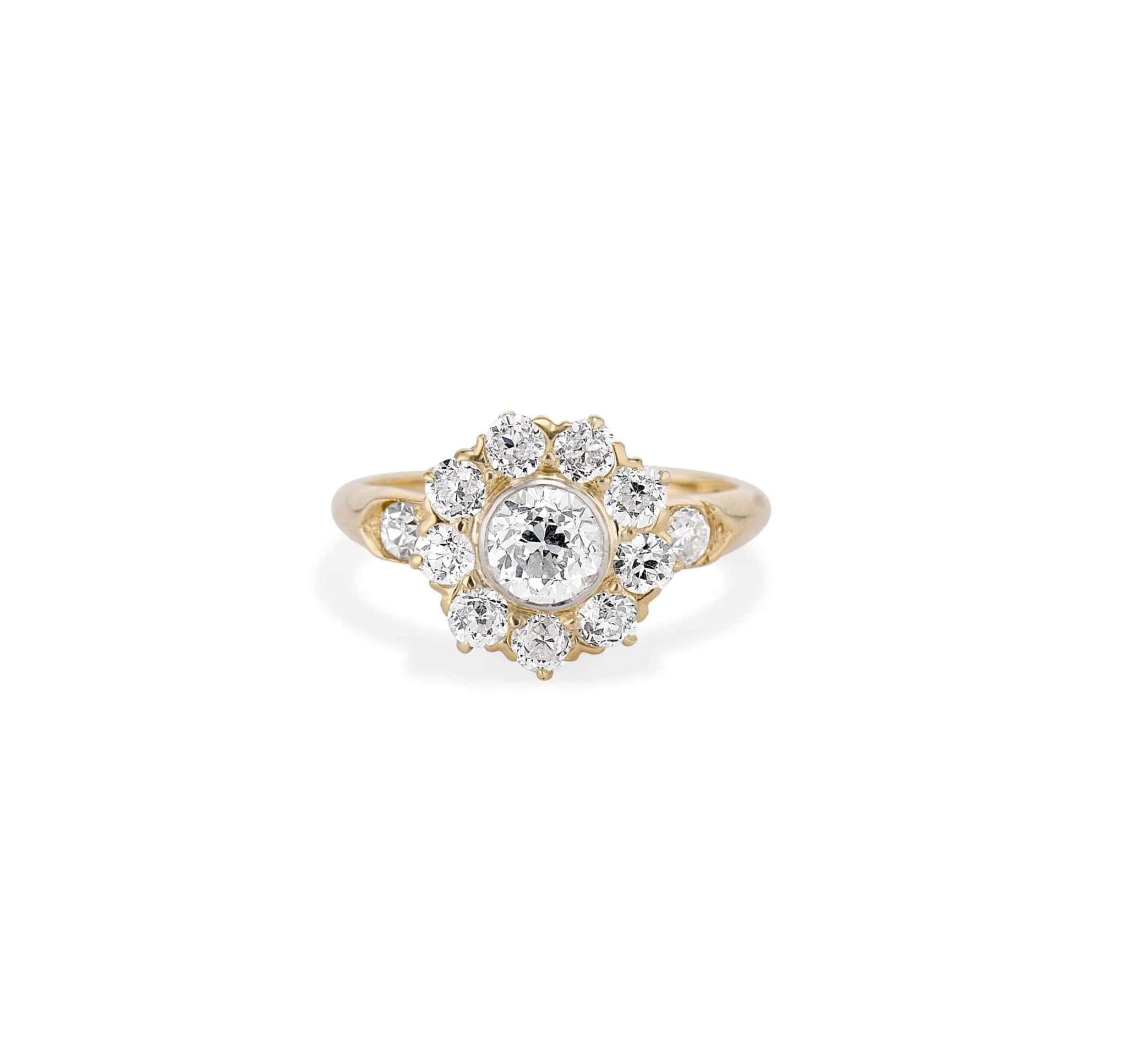 Victorian Tiffany & Co .52 Carat Old European Cut Diamond Yellow Gold Cluster - Image 2