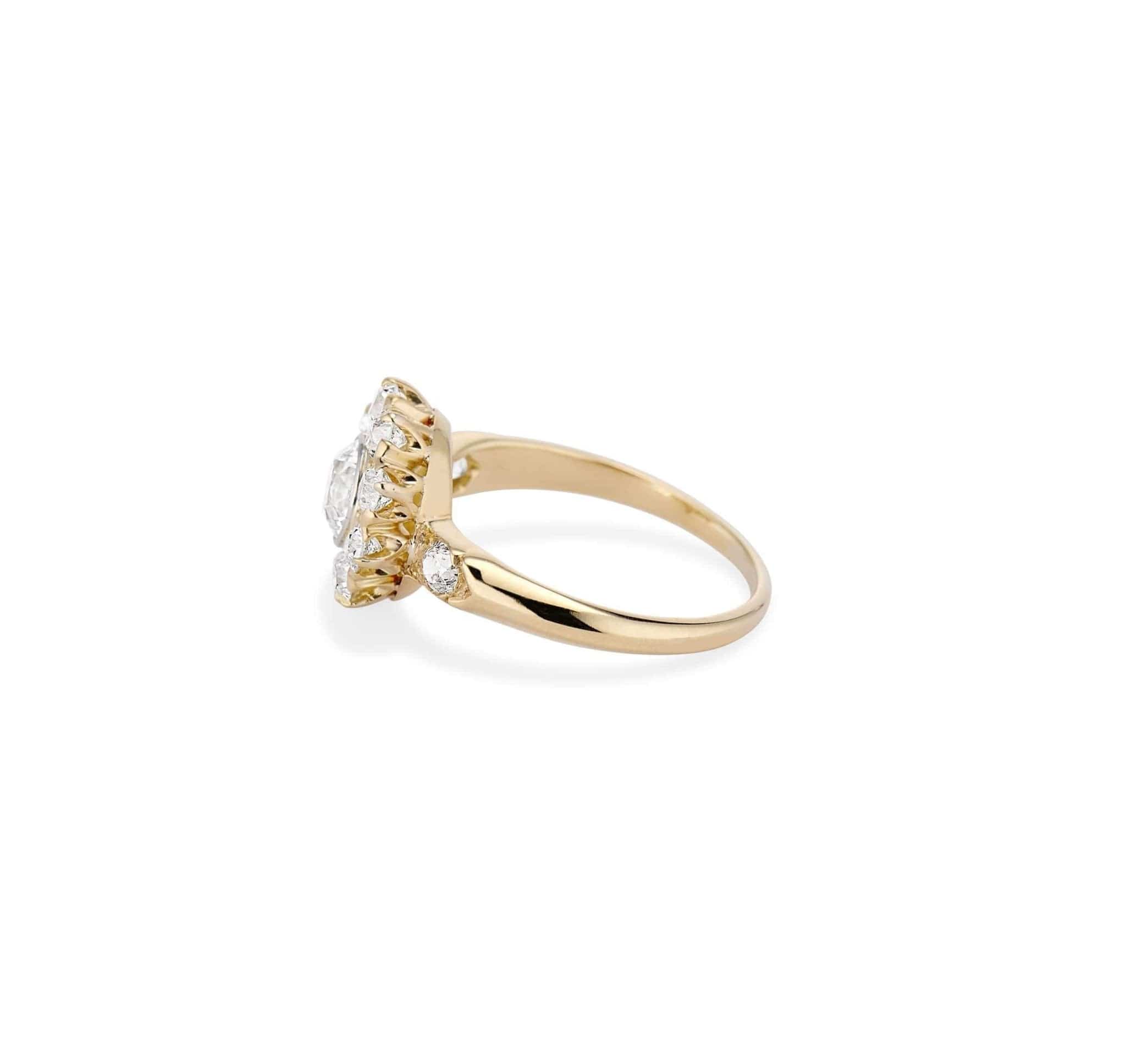 Victorian Tiffany & Co .52 Carat Old European Cut Diamond Yellow Gold Cluster - Image 3