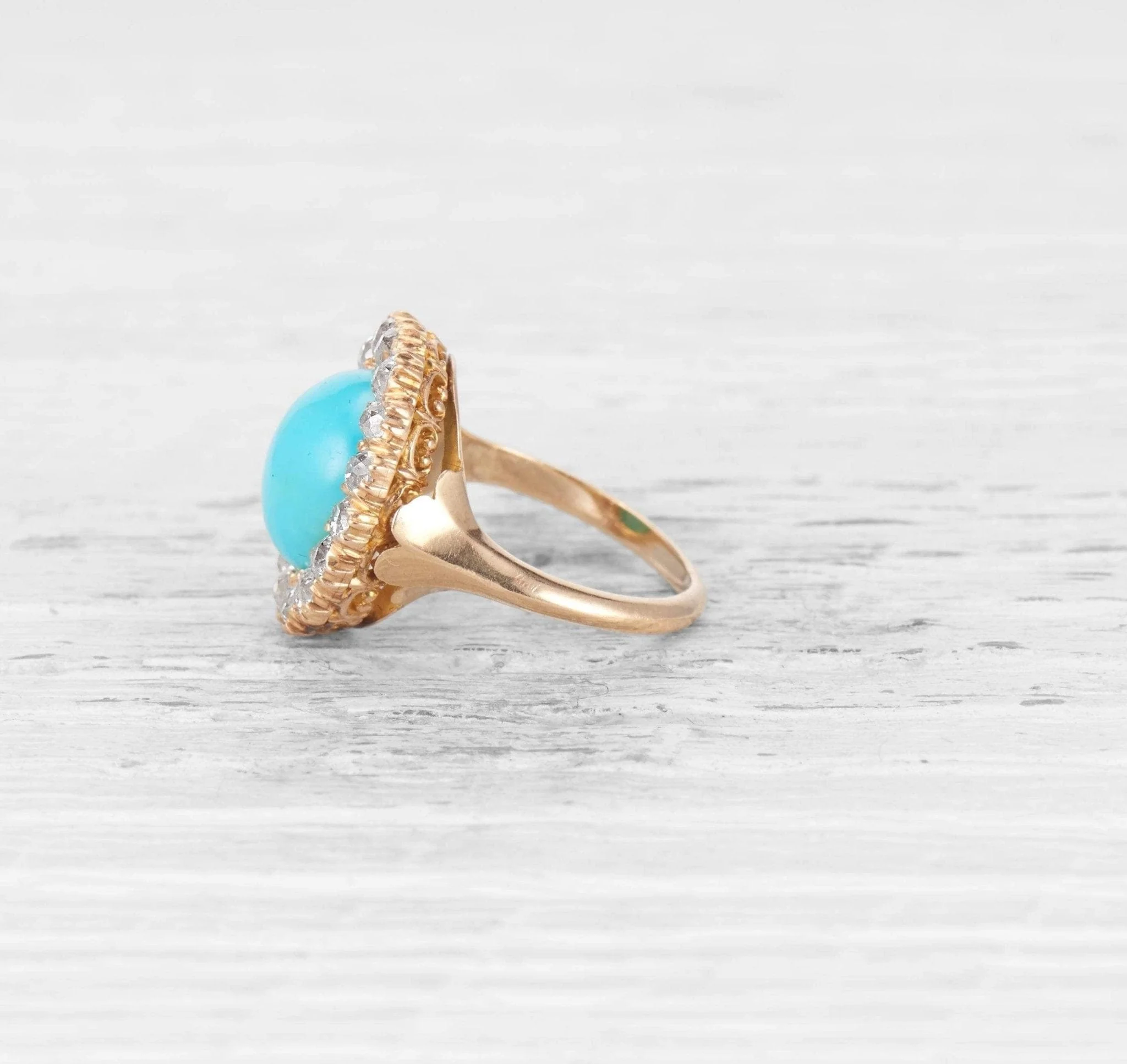 VICTORIAN TURQUOISE AND DIAMOND RING - Image 3