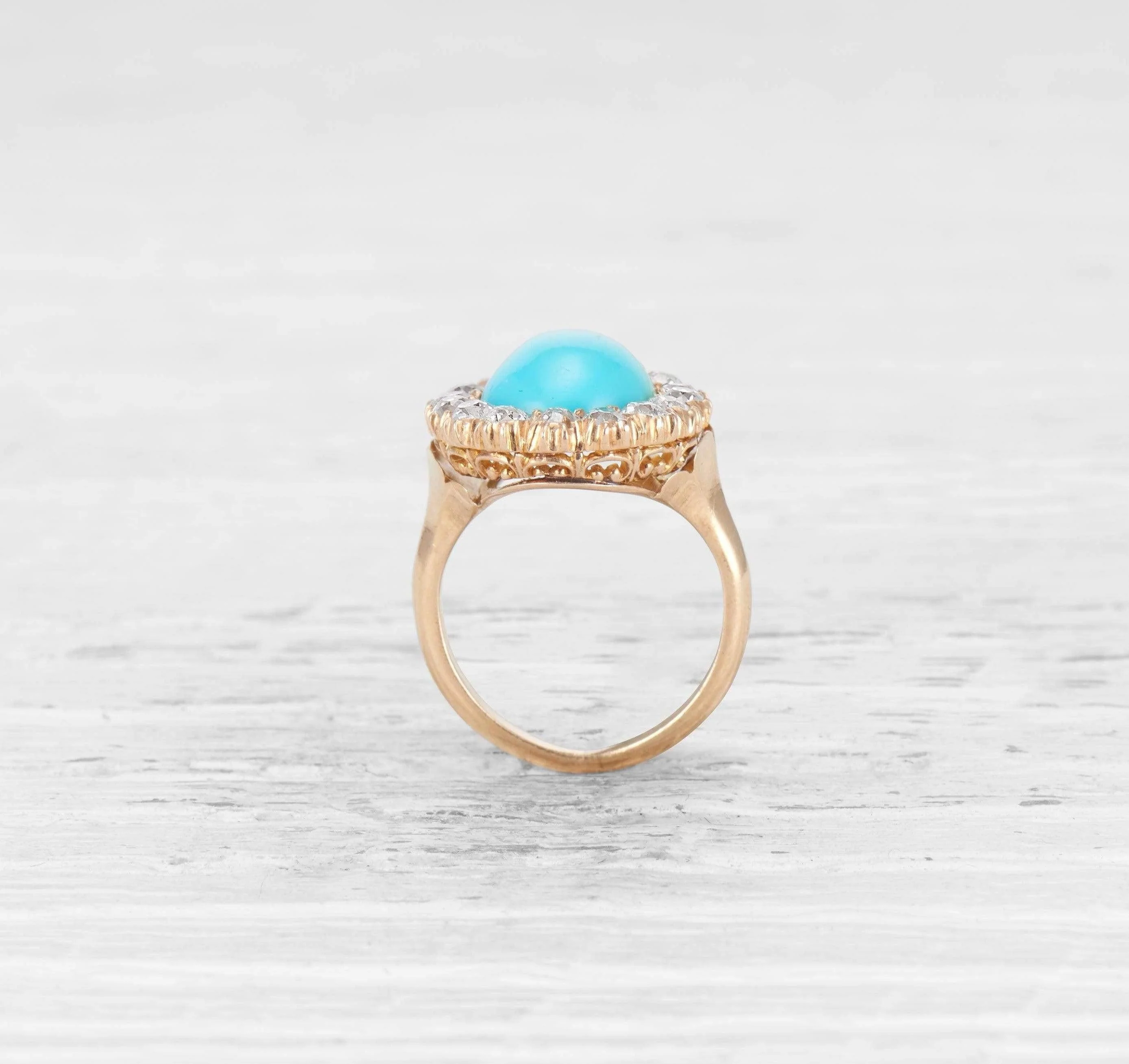 VICTORIAN TURQUOISE AND DIAMOND RING - Image 4