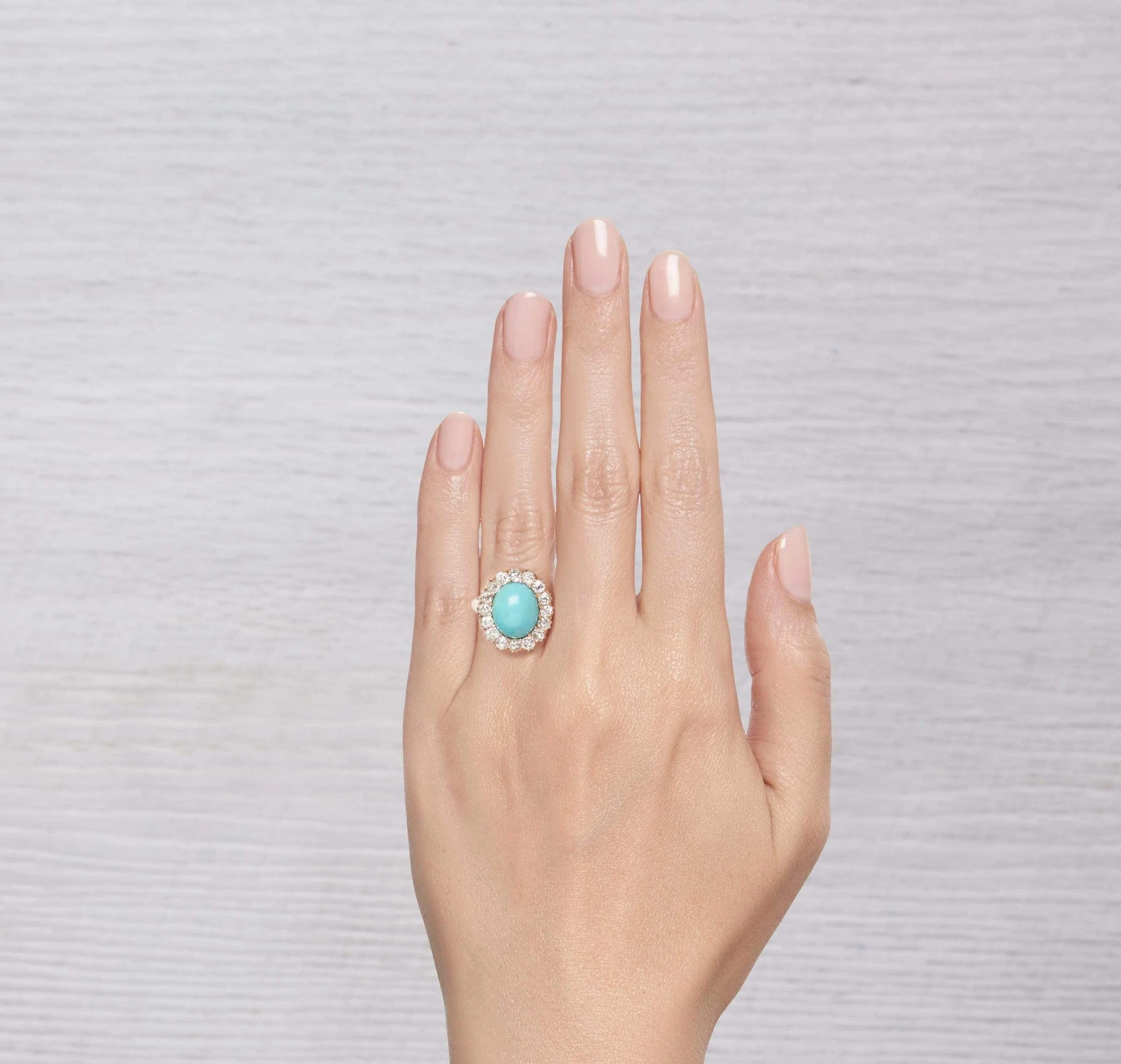 VICTORIAN TURQUOISE AND DIAMOND RING - Image 5