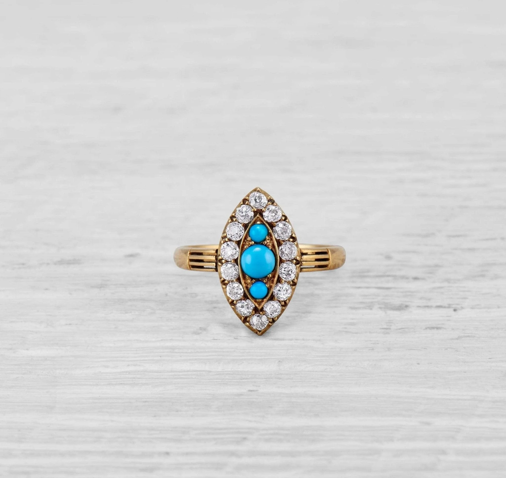 VICTORIAN TURQUOISE AND DIAMOND RING - Image 2