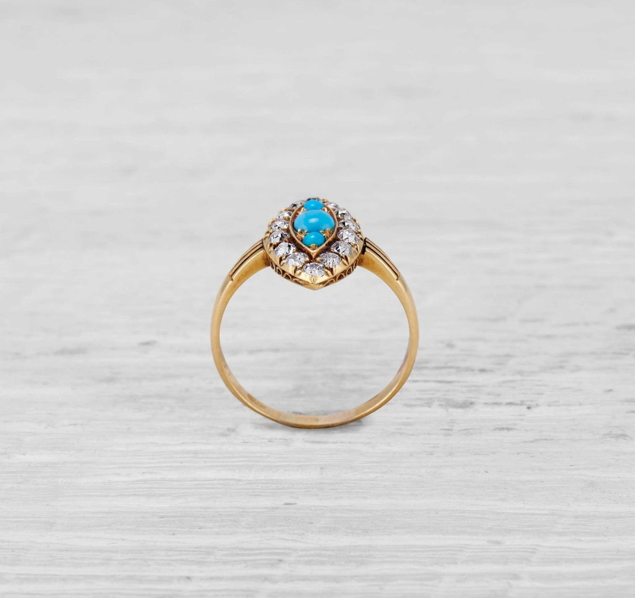 VICTORIAN TURQUOISE AND DIAMOND RING - Image 3