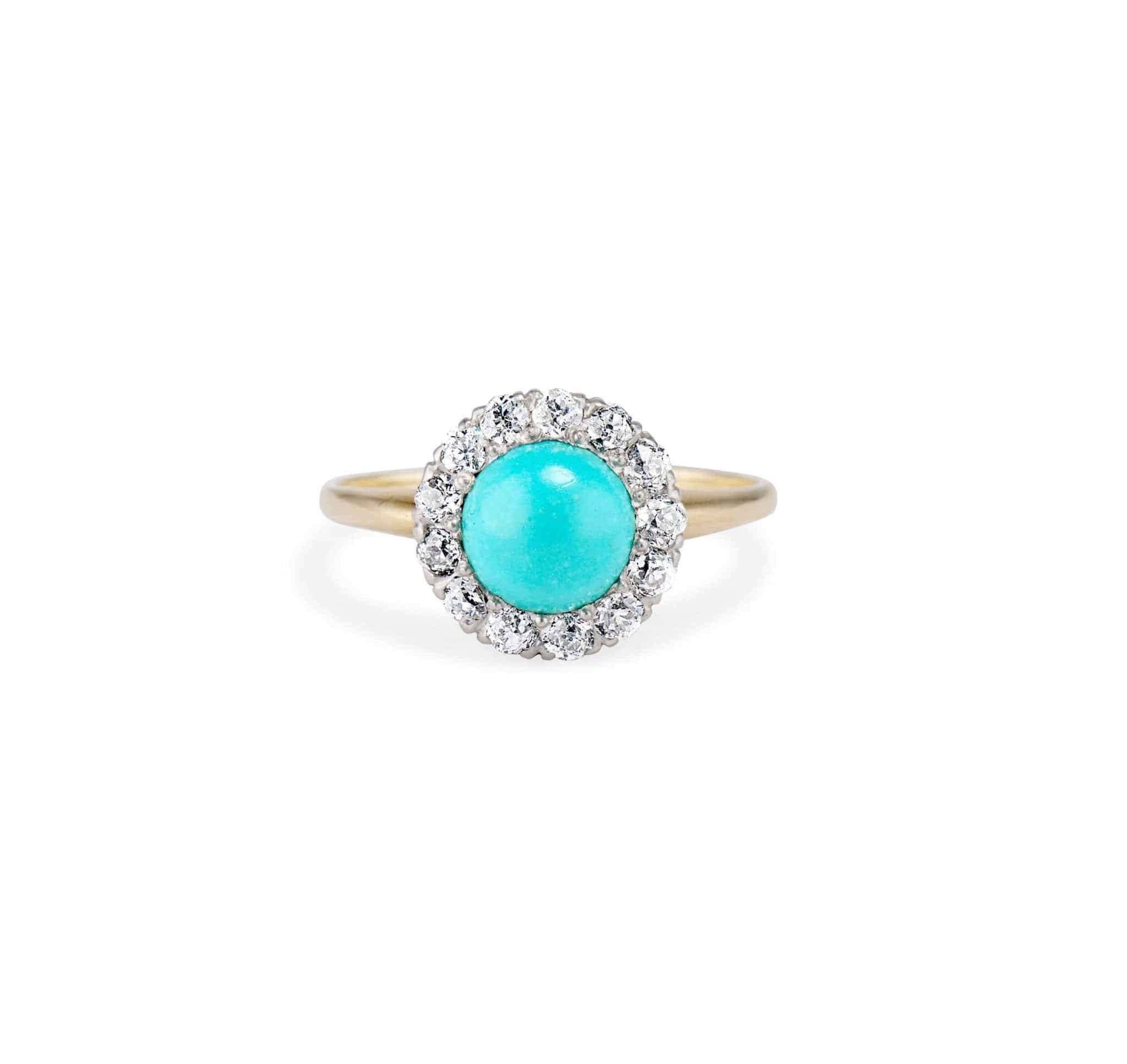 Victorian Turquoise and Diamond Cluster Ring - Image 2