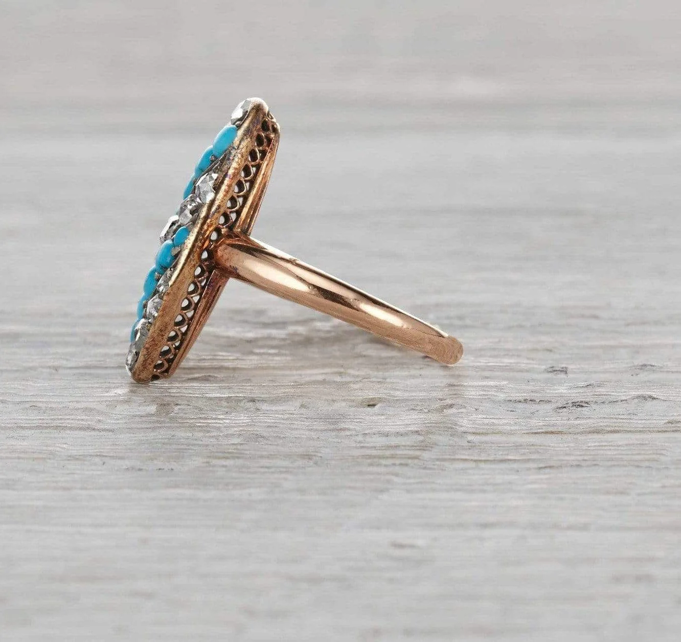 Victorian Turquoise and Diamond Ring - Image 3