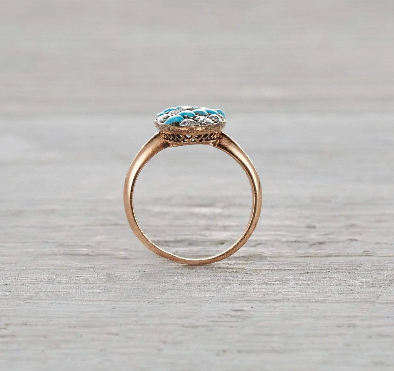 Victorian Turquoise and Diamond Ring - Image 4