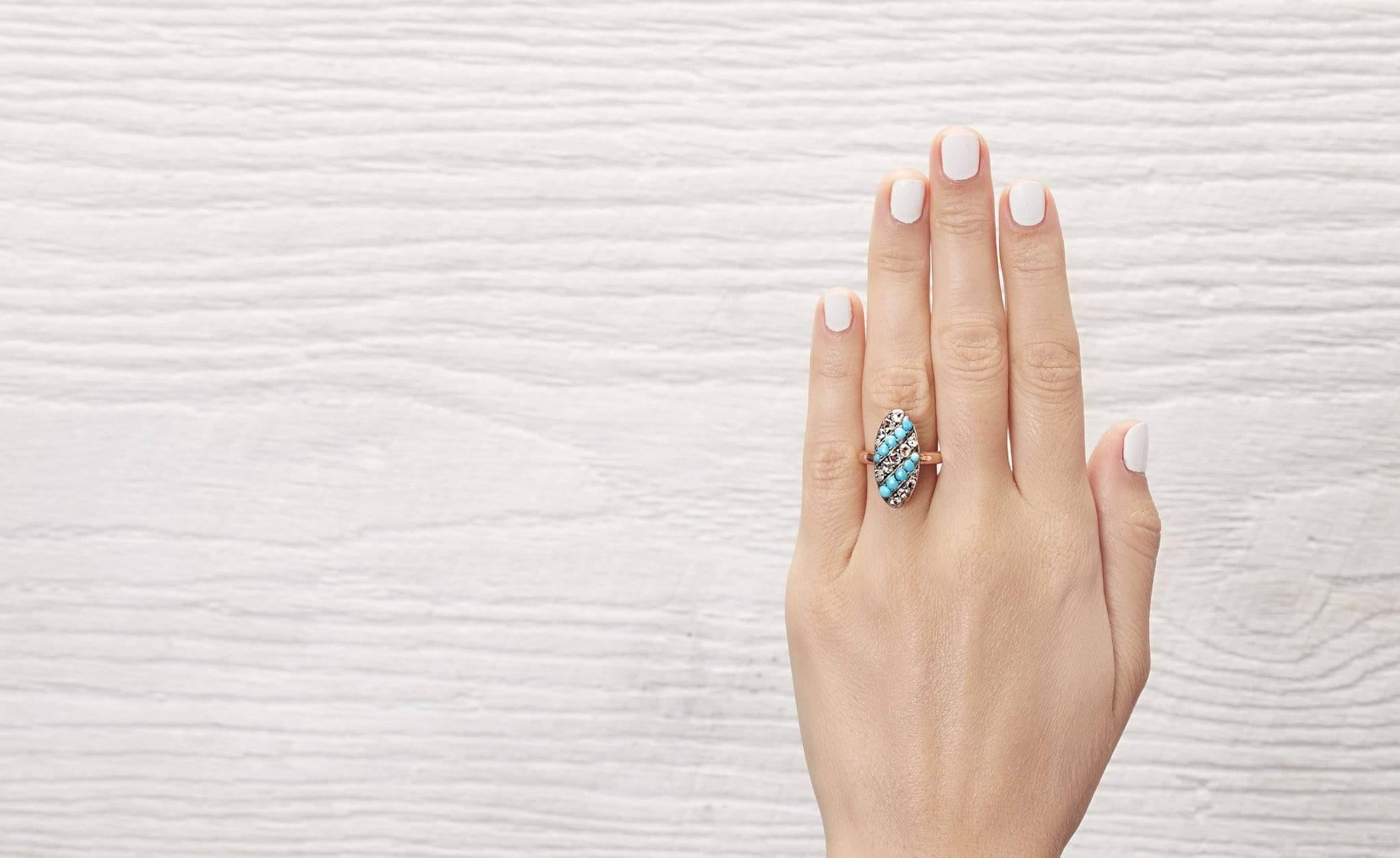 Victorian Turquoise and Diamond Ring - Image 5