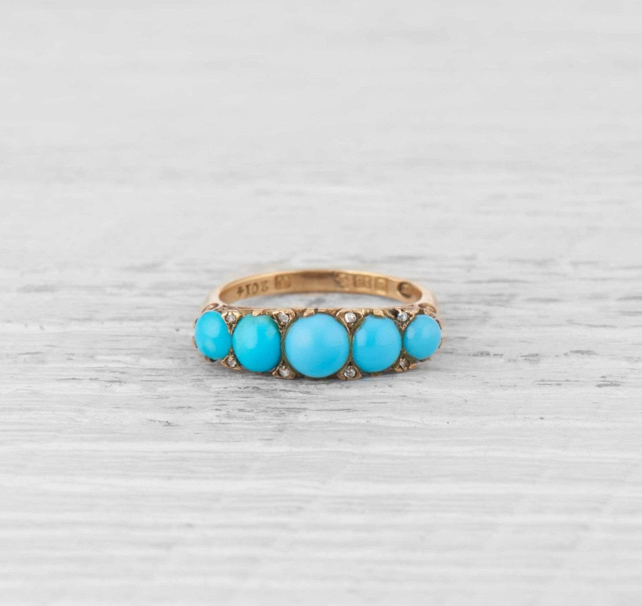Victorian Turquoise Half Hoop Band - Image 2