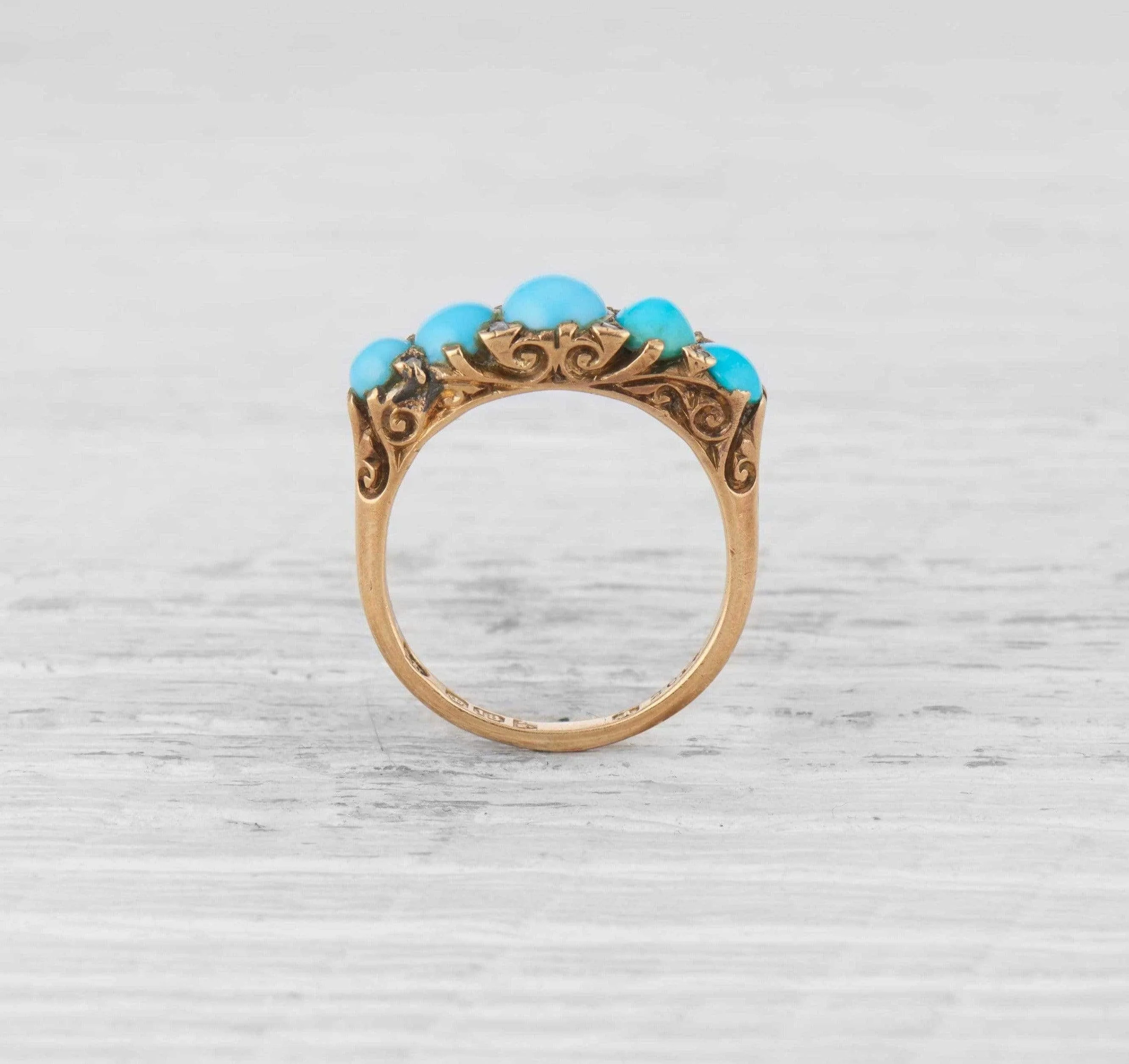 Victorian Turquoise Half Hoop Band - Image 4