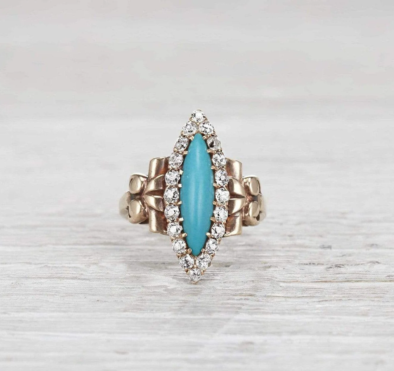 Victorian Turquoise Navette Ring - Image 2
