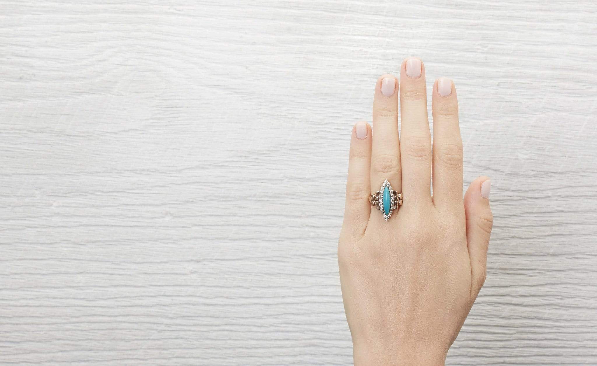 Victorian Turquoise Navette Ring - Image 5