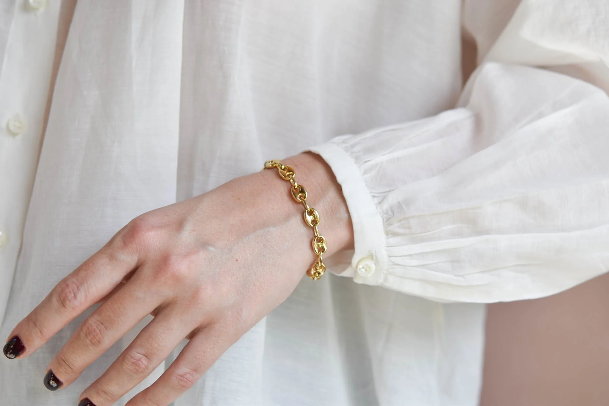 Vintage 18k Yellow Gold Mariner Link Bracelet - Image 5