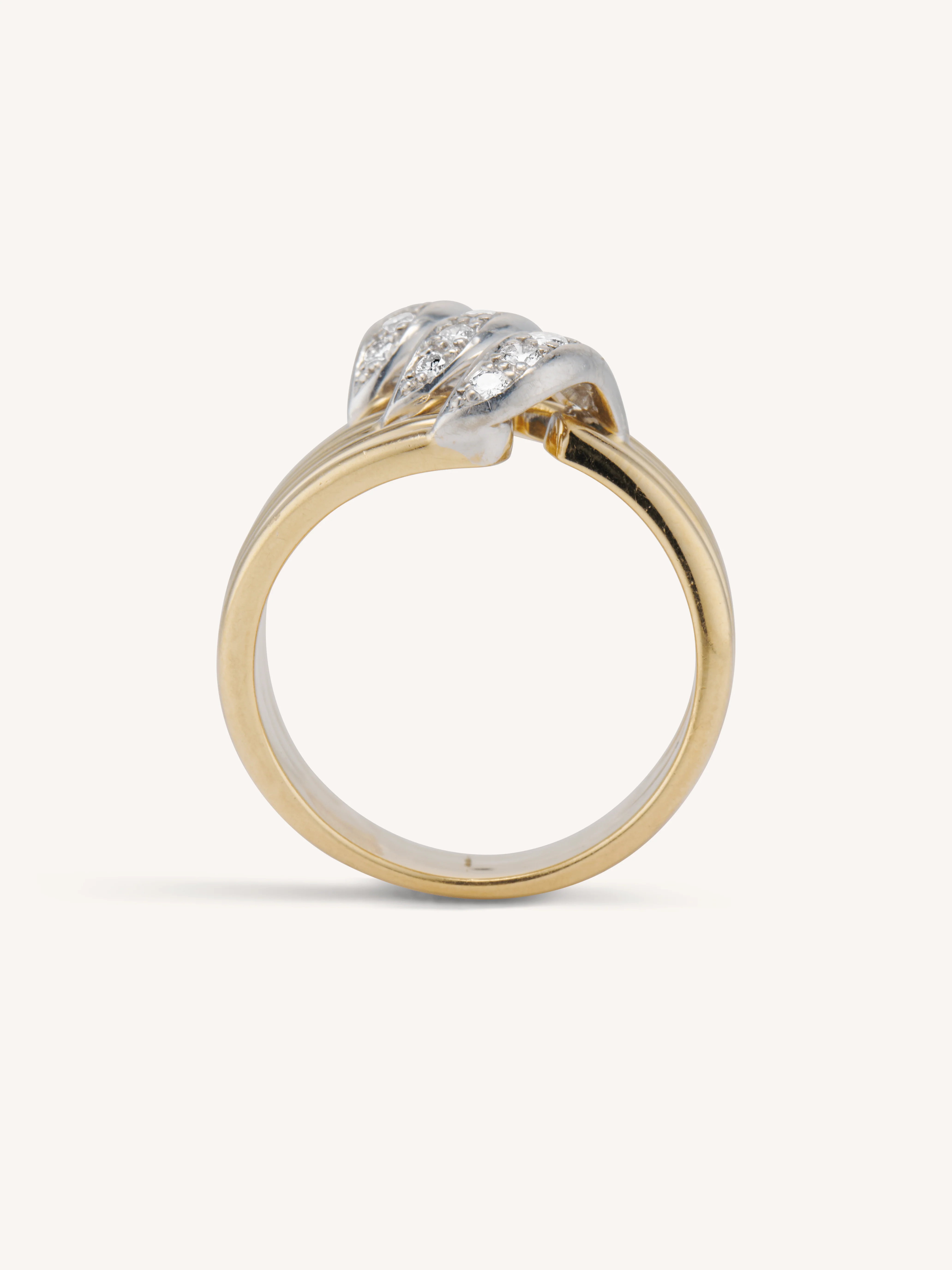 Vintage 1970s Cartier Tri-Ribbon Diamond & Gold Statement Ring - Image 7